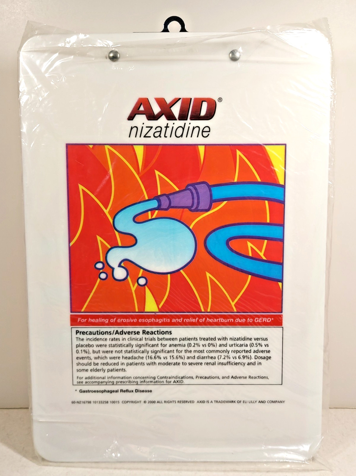 Vtg 2000 AXID Heartburn Clipboard Lilly Drug Pharmaceutical Rep Promo Swag RARE!