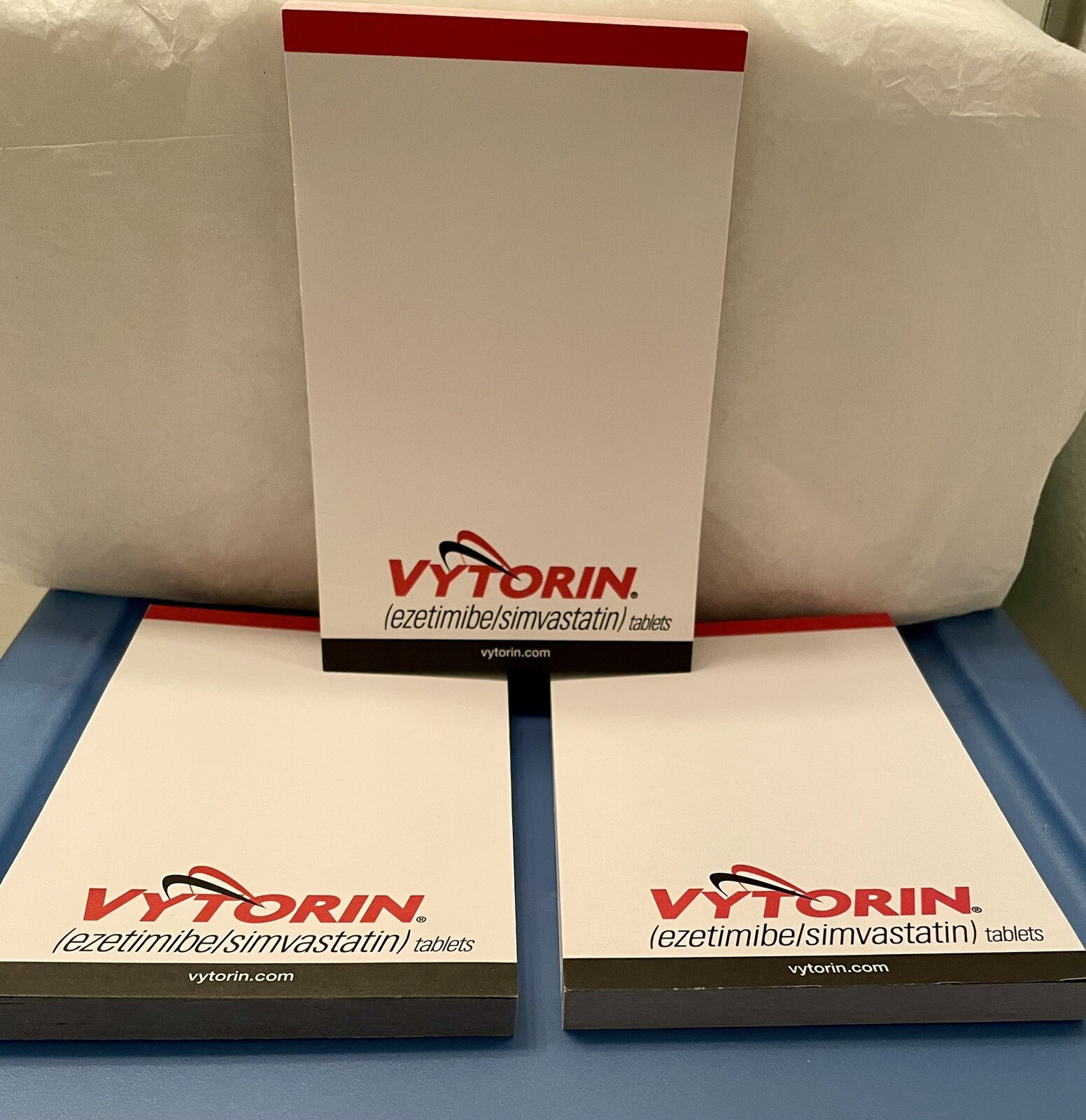 VTG 2005 LOT of 3 VYTORIN STICKY MEMO PADS MEDICAL PHARMA LOGO NEW NOS