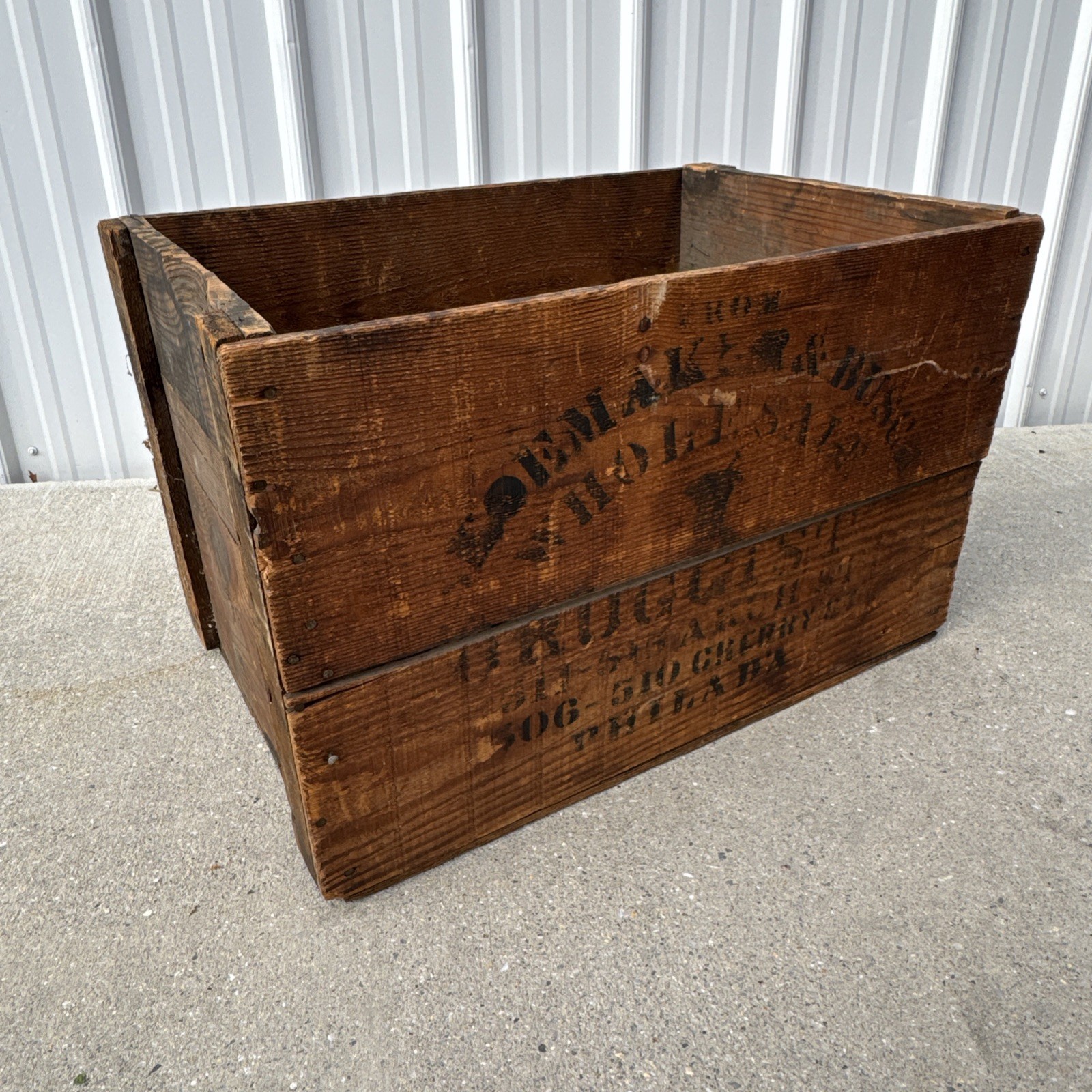 Antique Shoemaker & Busch Wholesale Druggist Wooden Crate Philadelphia, PA