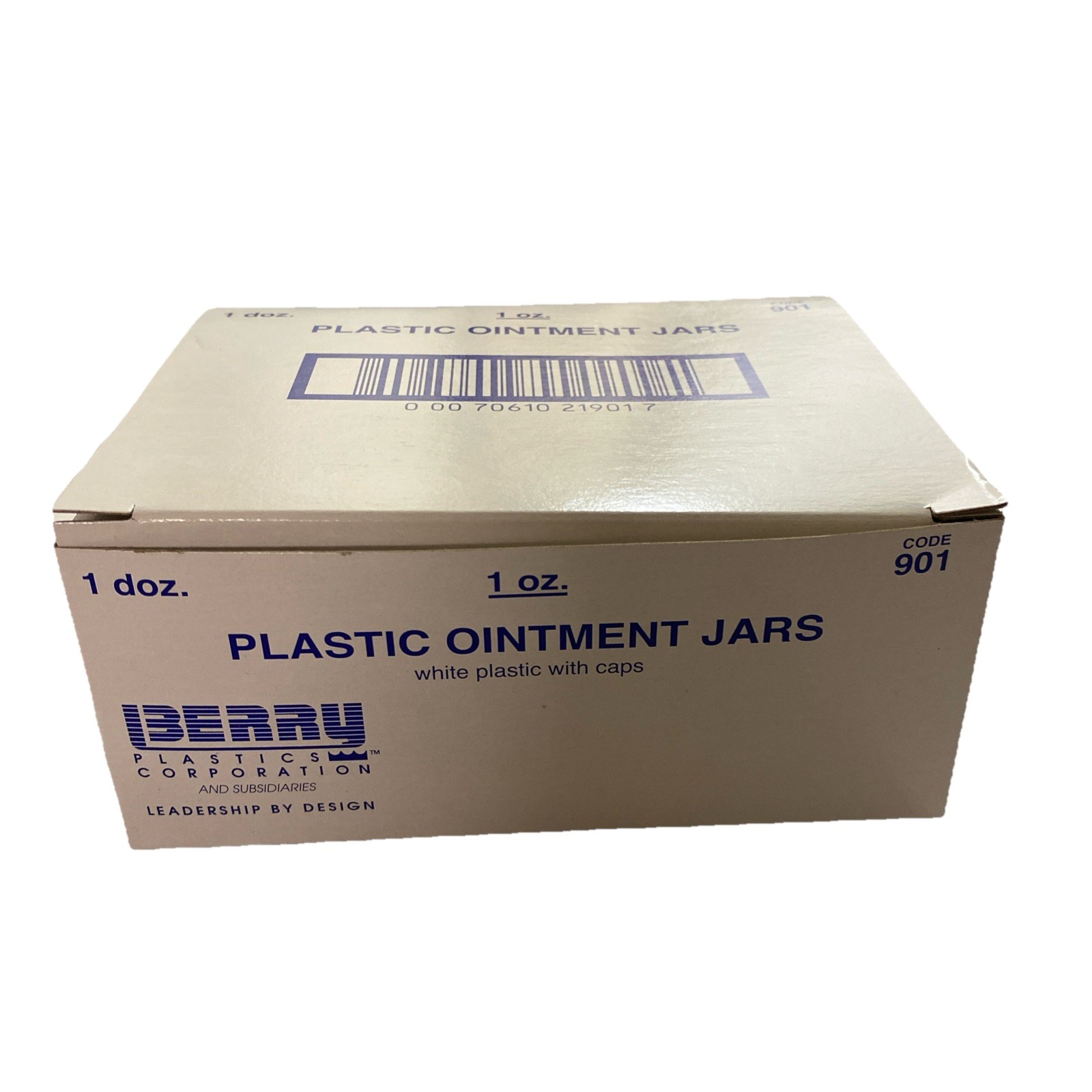 Berry 1 Oz Plastic Ointment Jars White With Cap Code 901 Box Of 12