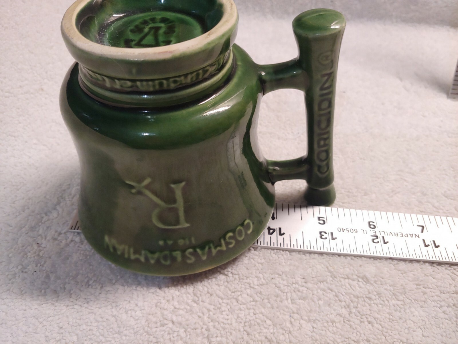 VTG Schering Cosmas & Damian Mortar Coricidin Pharmacy Herbalist – green