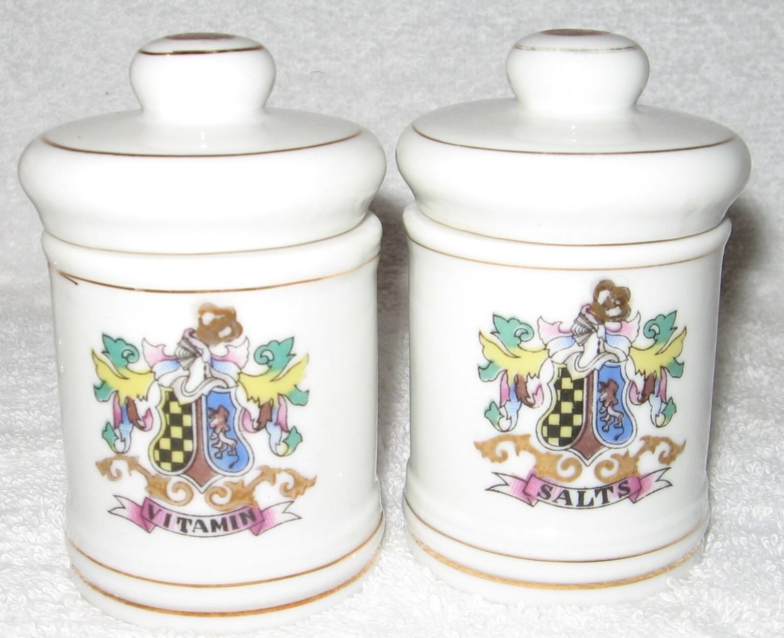 SET 6 DOM JAPAN APOTHECARY CERAMIC PORCELAIN JARS + 1 PULVIS POWDER W/ LIDS EUC!