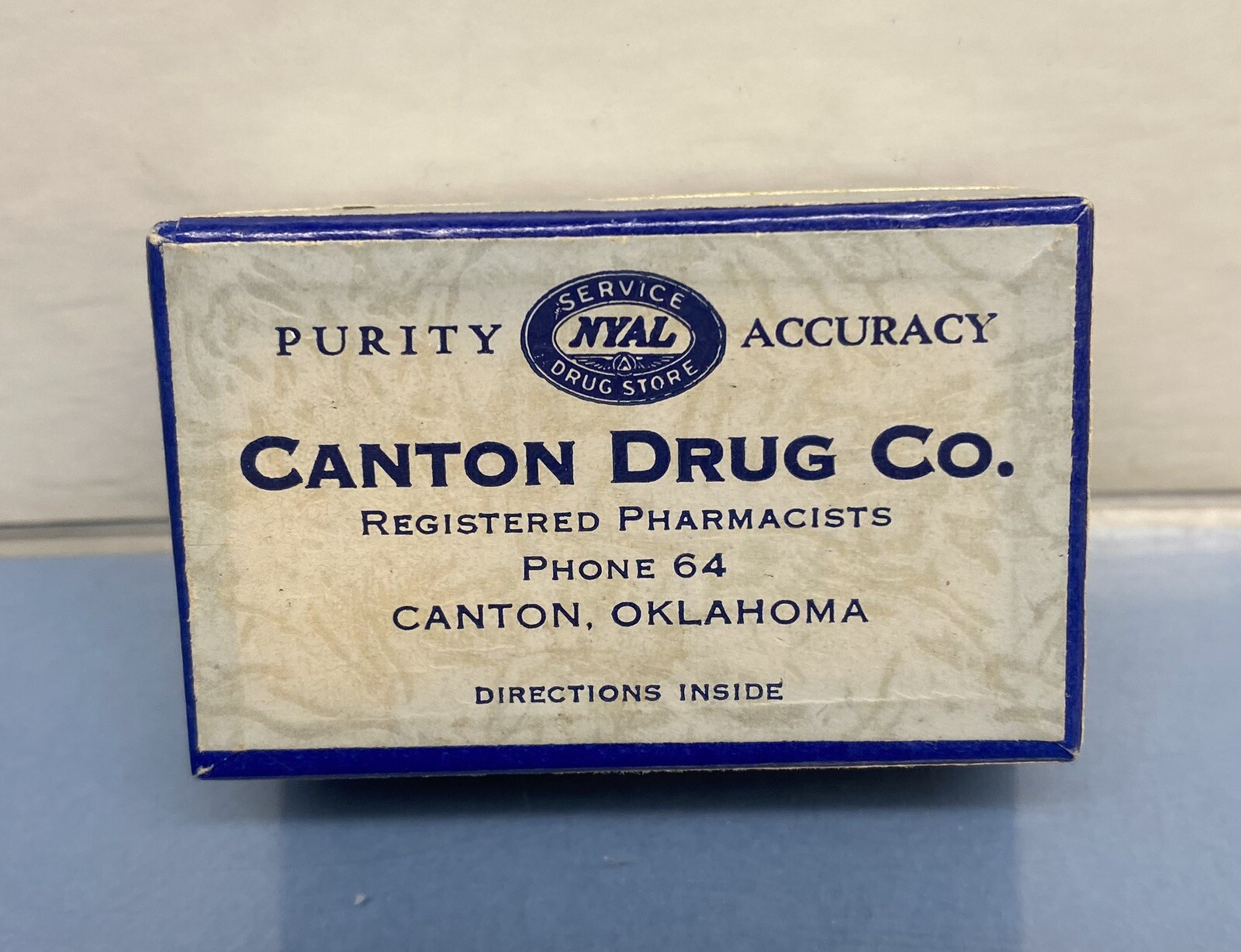 Vintage Prescription medicine Pill Cardboard Box Canton Drug Co Oklahoma rickets