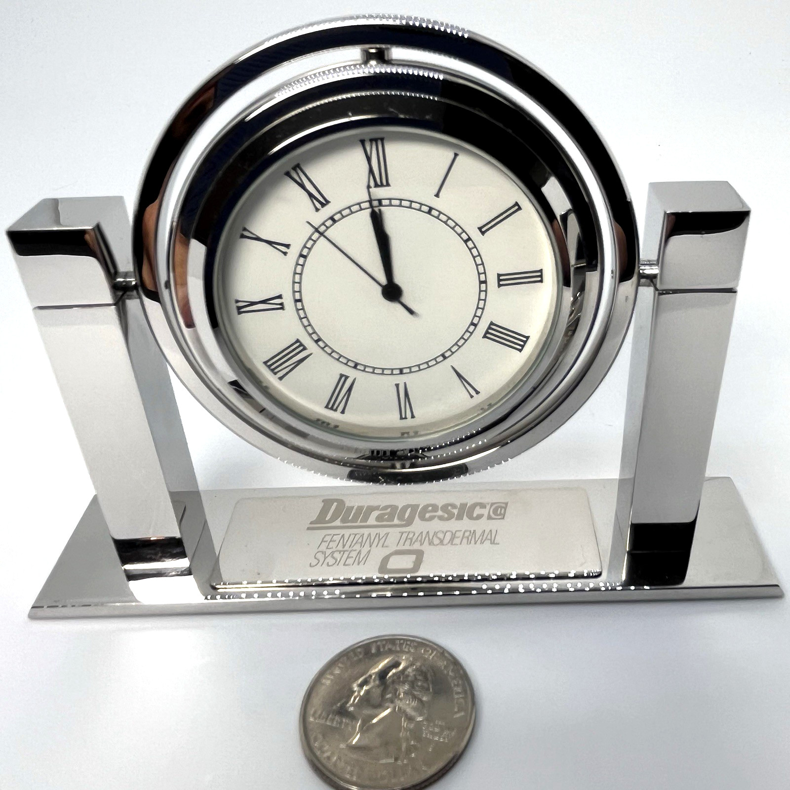 Duragesic Fentanyl Executive Desk Clock – Pharmaceutical Drug Rep Promo – Rare