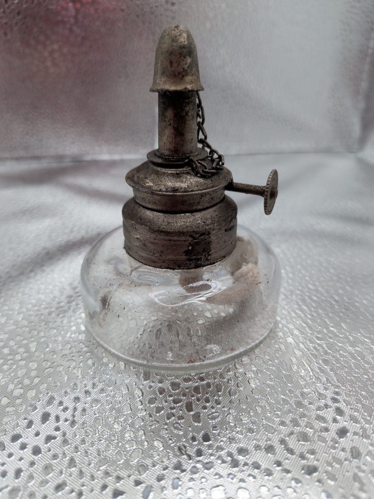 Antique Dental Alcohol Burner Spirit Lamp Glass Reservoir Metal Cap Wick