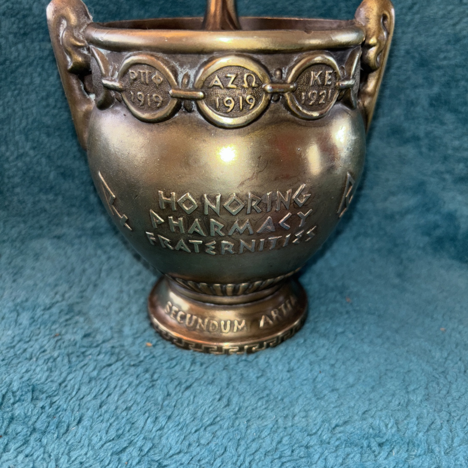 Vtg Heavy Brass Schering 5” Mortar & Pestle Coricidin Pharmacy Fraternities #OO