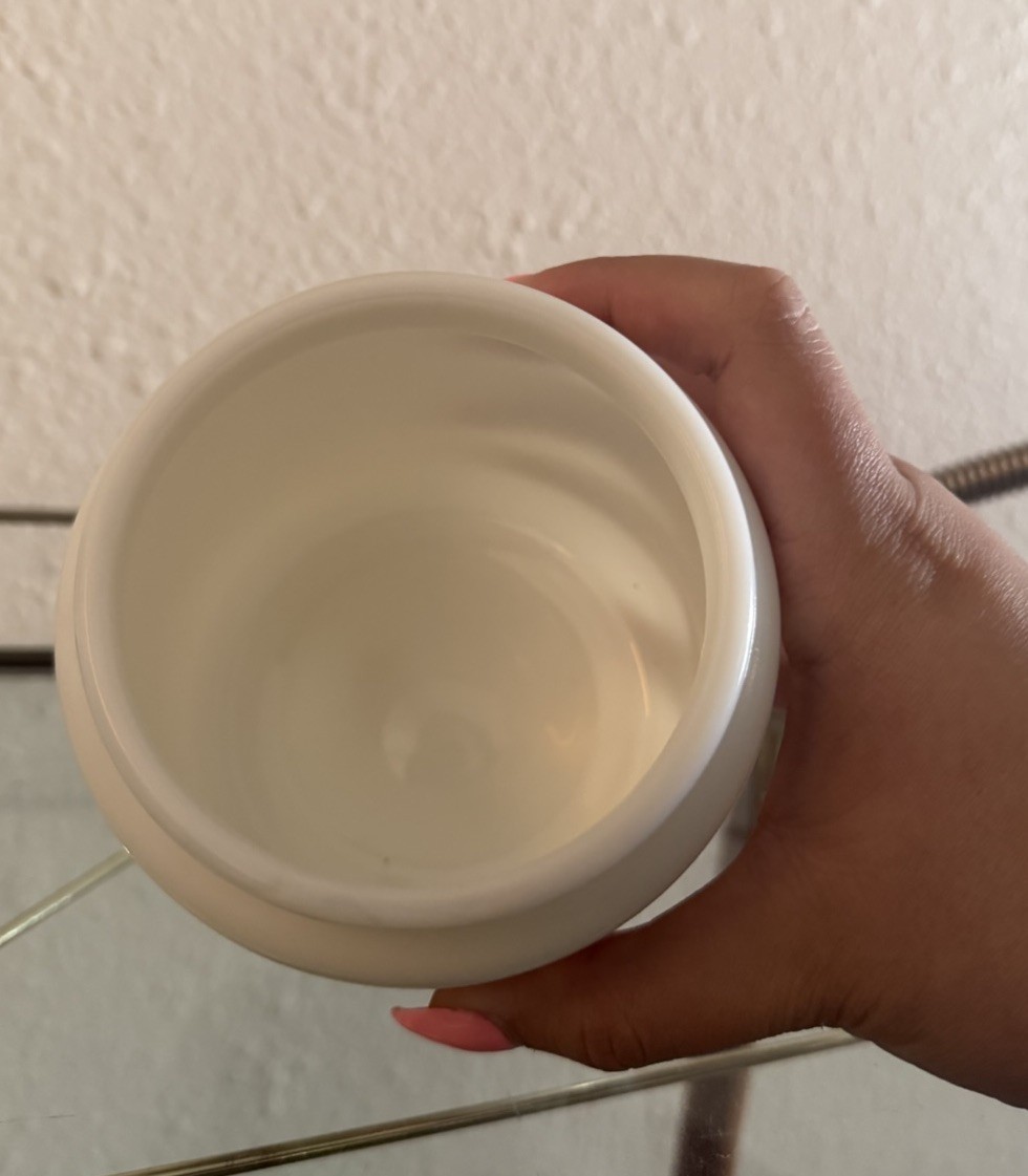 vtg70s italian repro of US 1900s pharmaceutical advertisement milkglass canister