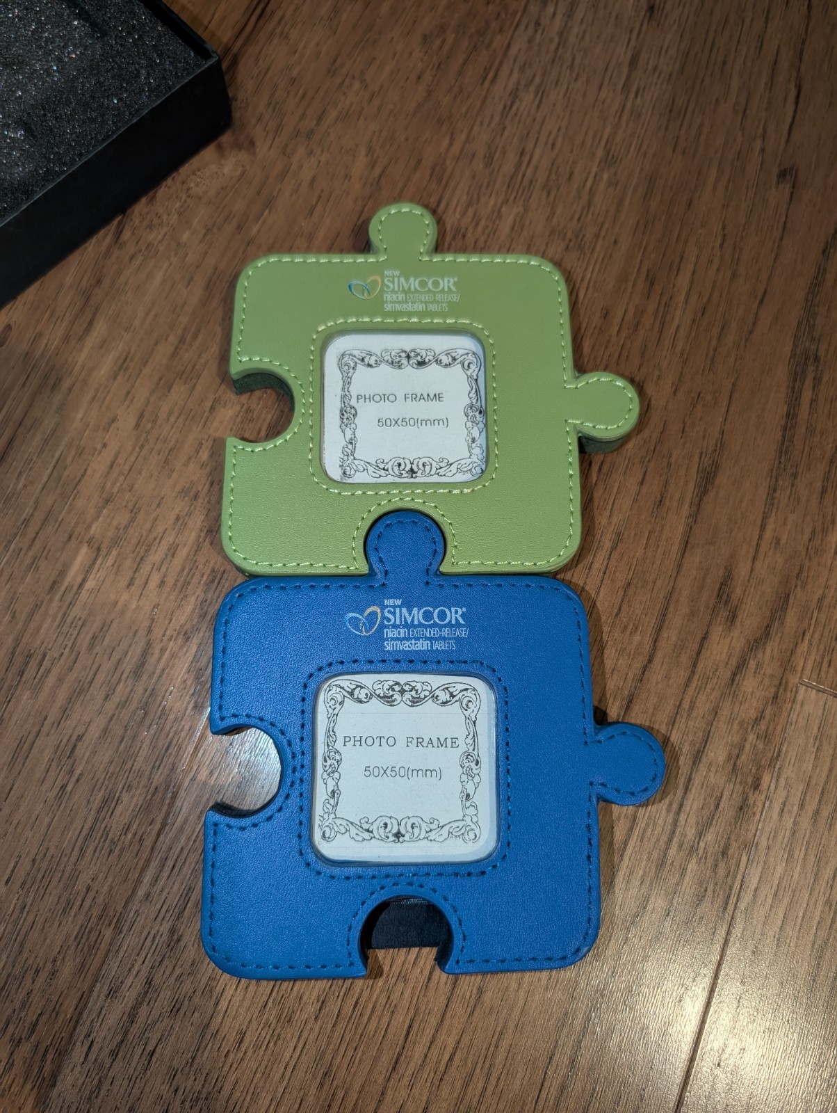 Drug pharmaceutical Rep Picture Frame SIMCOR leather puzzle piece Spector & co.