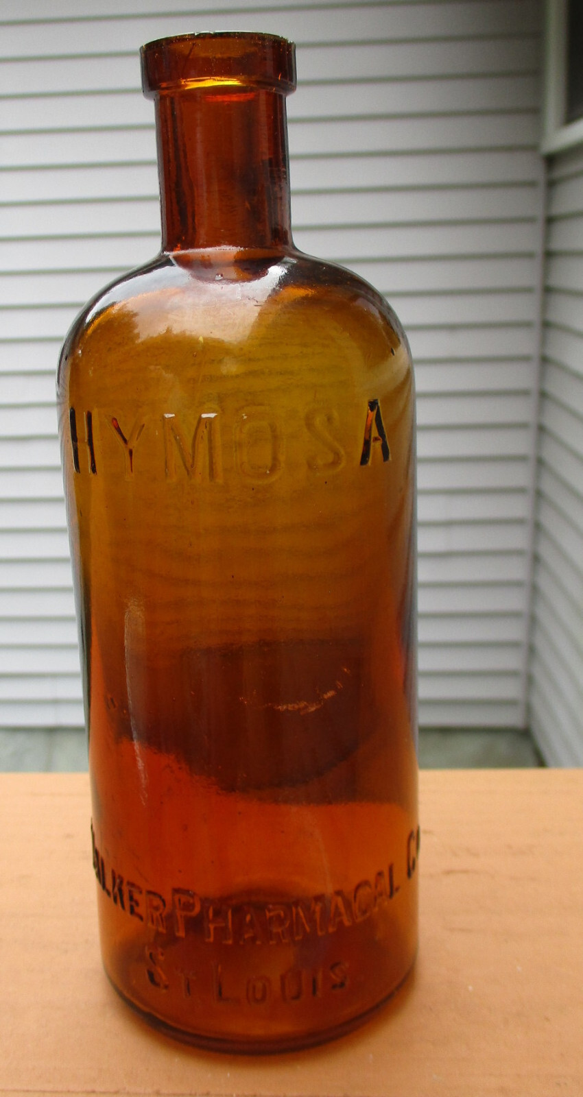 Hymosa Medicine Bottle Walker Pharmacal Company St. Louis Glass Amber
