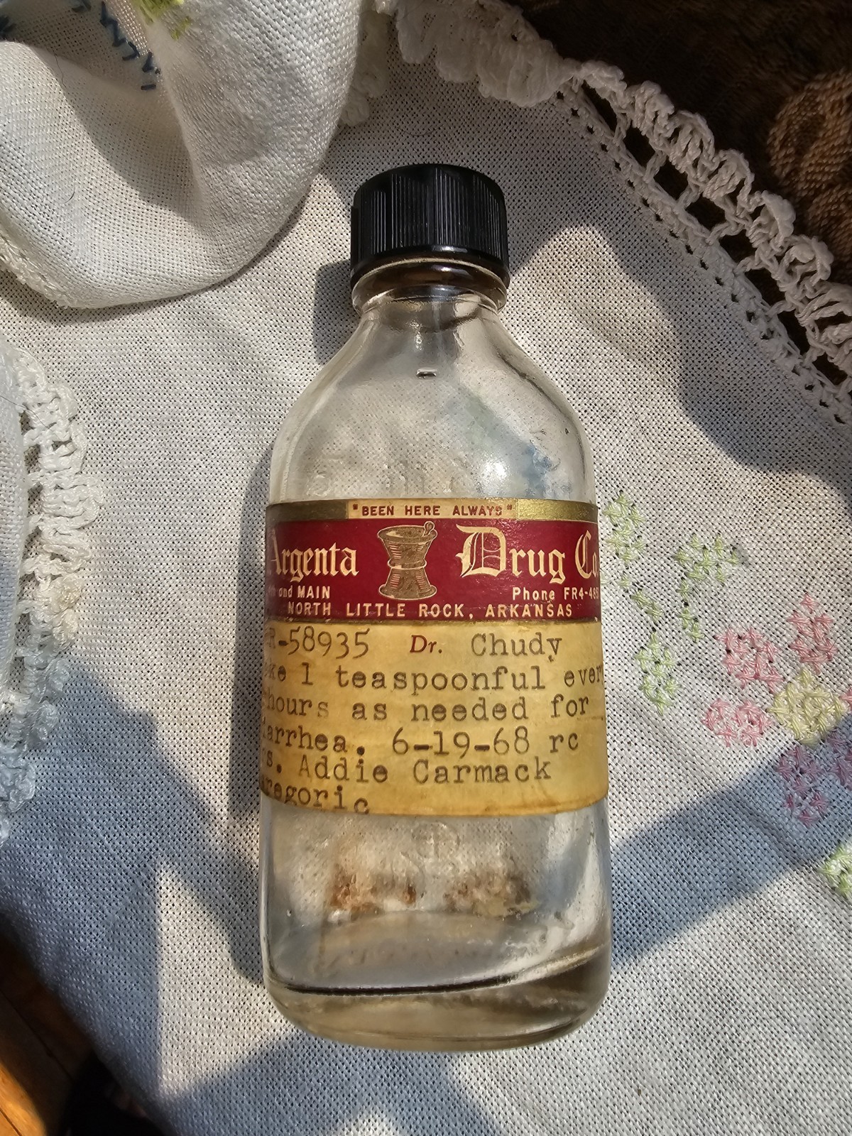 CLEAR GLASS Apothecary RX Medical ARGENTA Drug Jar Bottle NLR, AR 1968 Vintage✨️