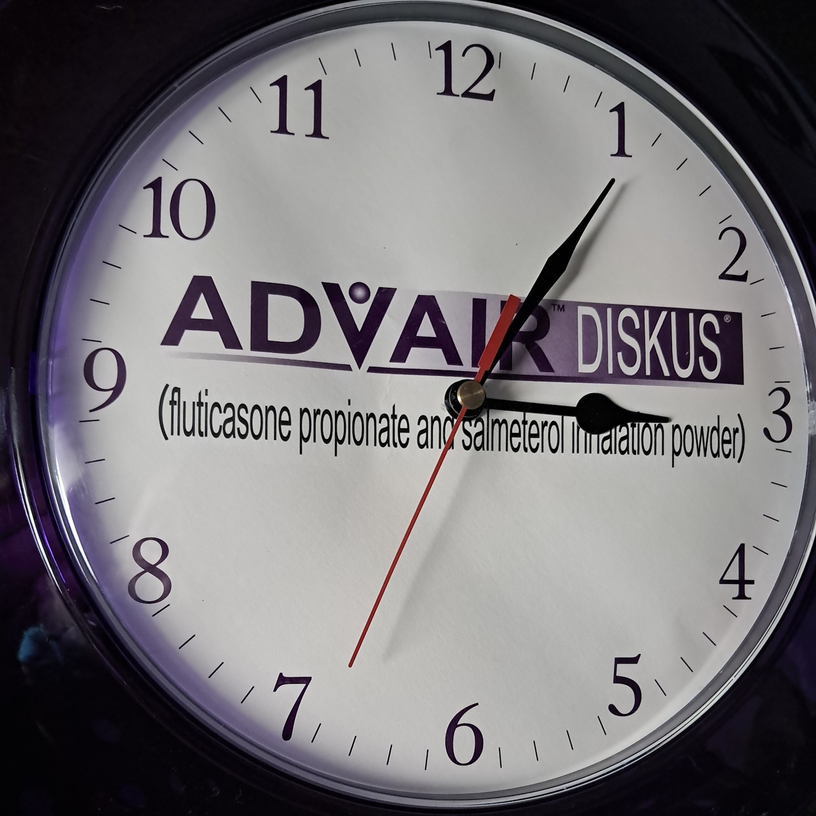 Advair Diskus Pharmaceutical Collectible Drug Rep Promotional Item Wall Clock