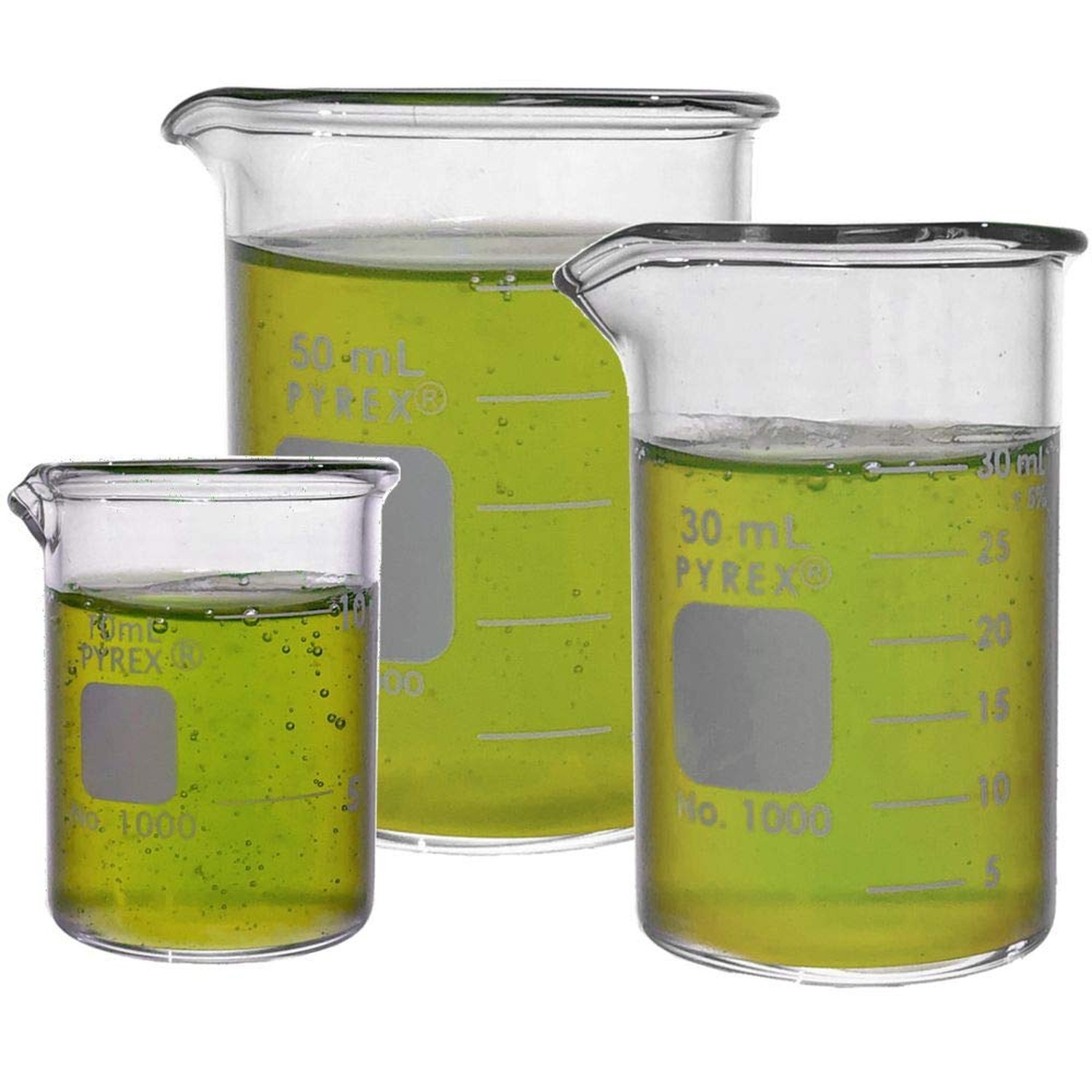 Corning Pyrex® #1000 Griffin Low Form, Micro Glass Beaker Set – 3 Sizes – 1