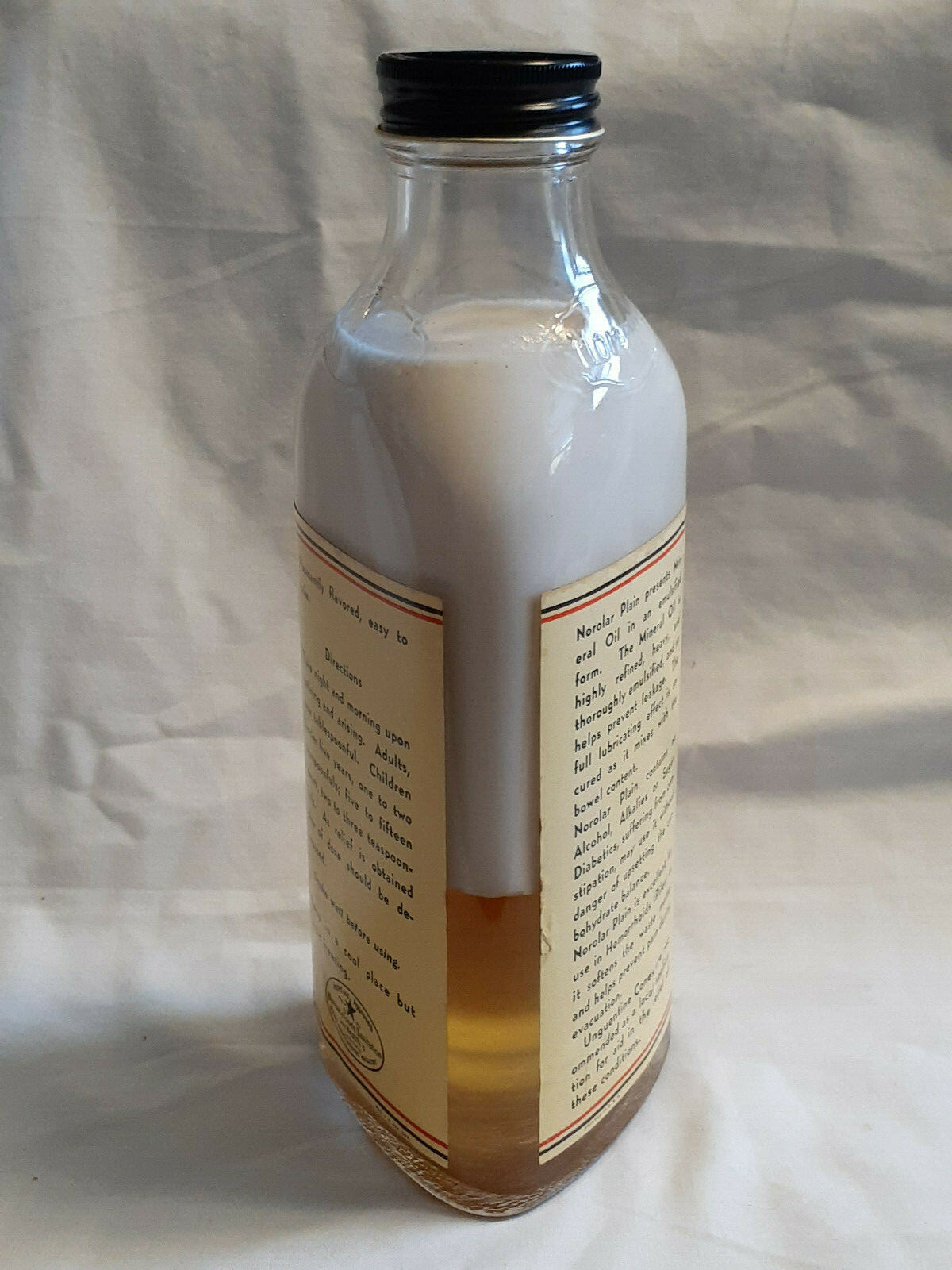 Vtg Norwich Norolar Plain Mineral Oil Constipation Remedy 1 Pint Bottle