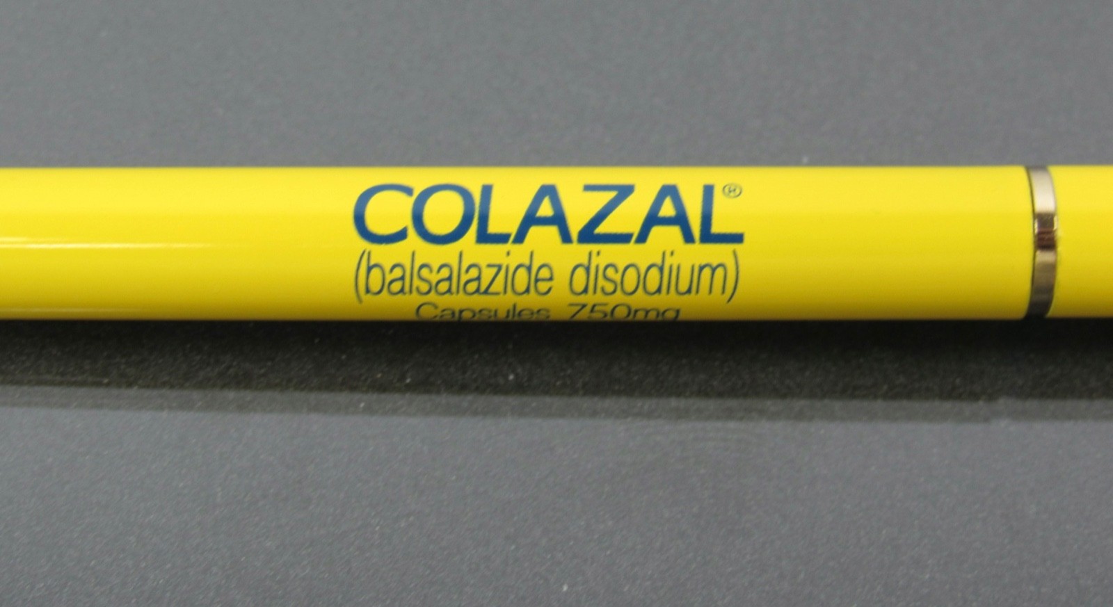 Rare Thin Yellow Colazal Metal PEN Drug Rep Pharmaceutical Promo Advertising