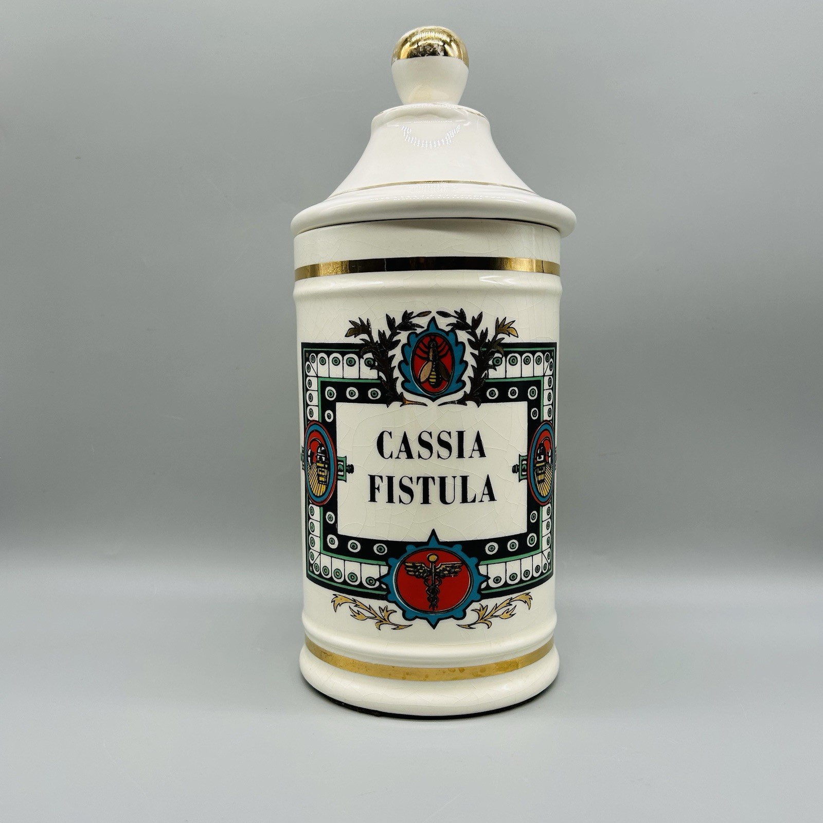 Vintage Cassia Fistula Lidded Ceramic Apothecary Jar Jeanne Robinette California