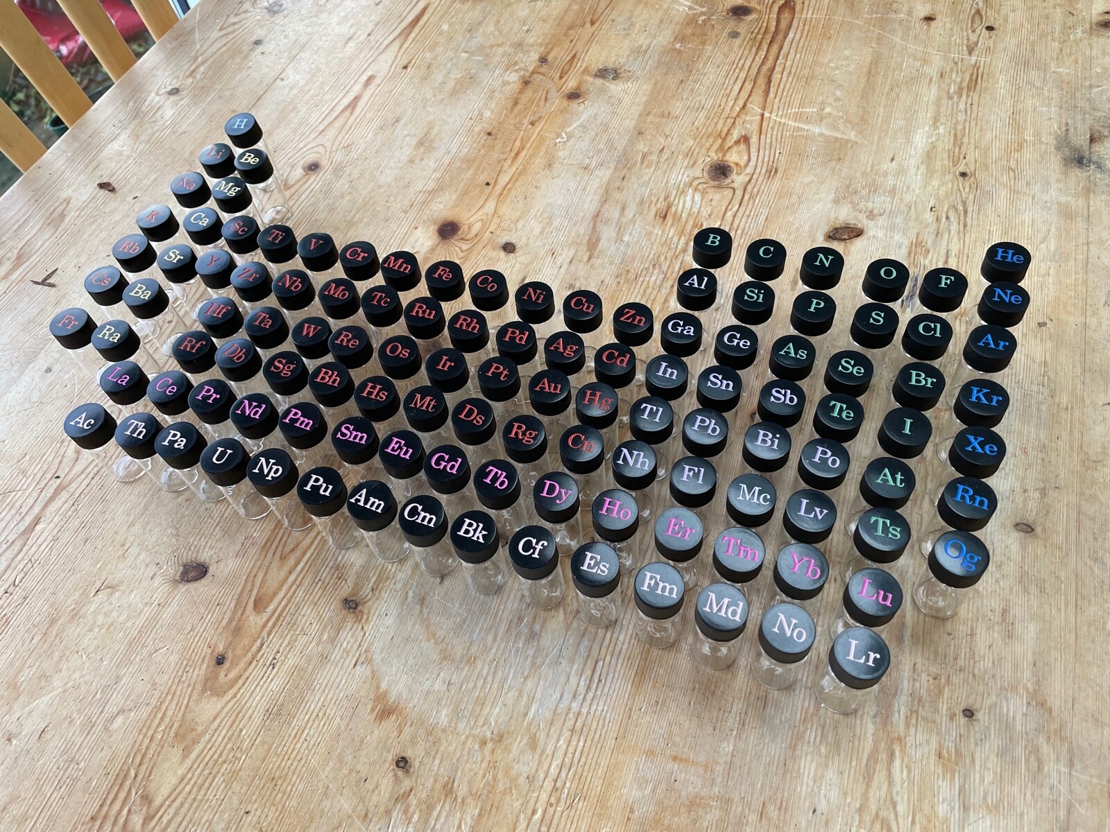 Engraved Set of Vials for Collecting Element Samples from the Periodic Table