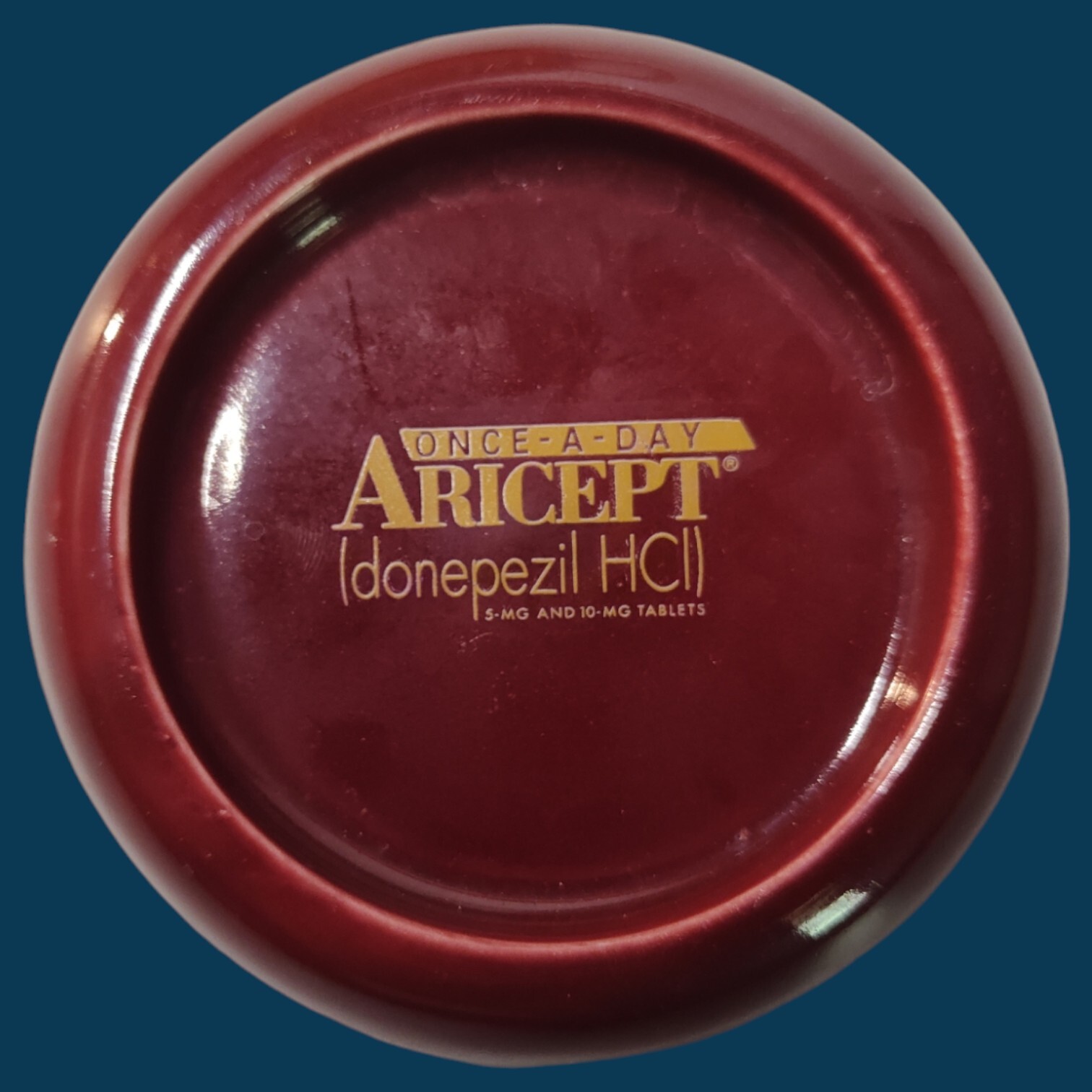 Aricept Drug Rep Pharmaceutical Collectible YELLOW Cup / Mug w/ Matching Coaster