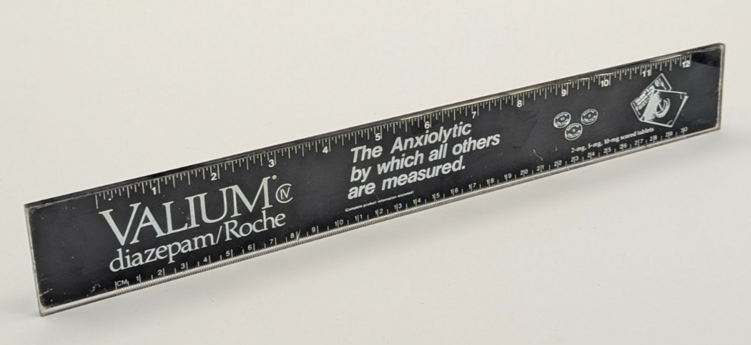 Vintage Roche Pharmaceutical Advertising Ruler – 1970s Promo Collectible