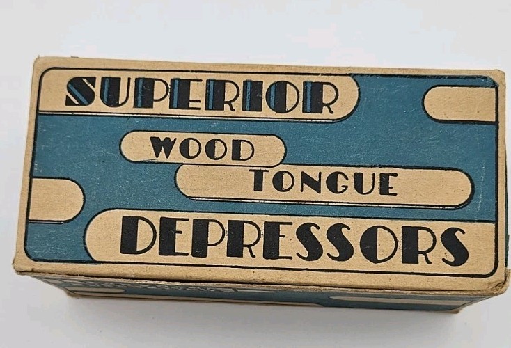 Vintage Superior Wood Tongue Depressors Box 100 Count Sanitary Medical Made…