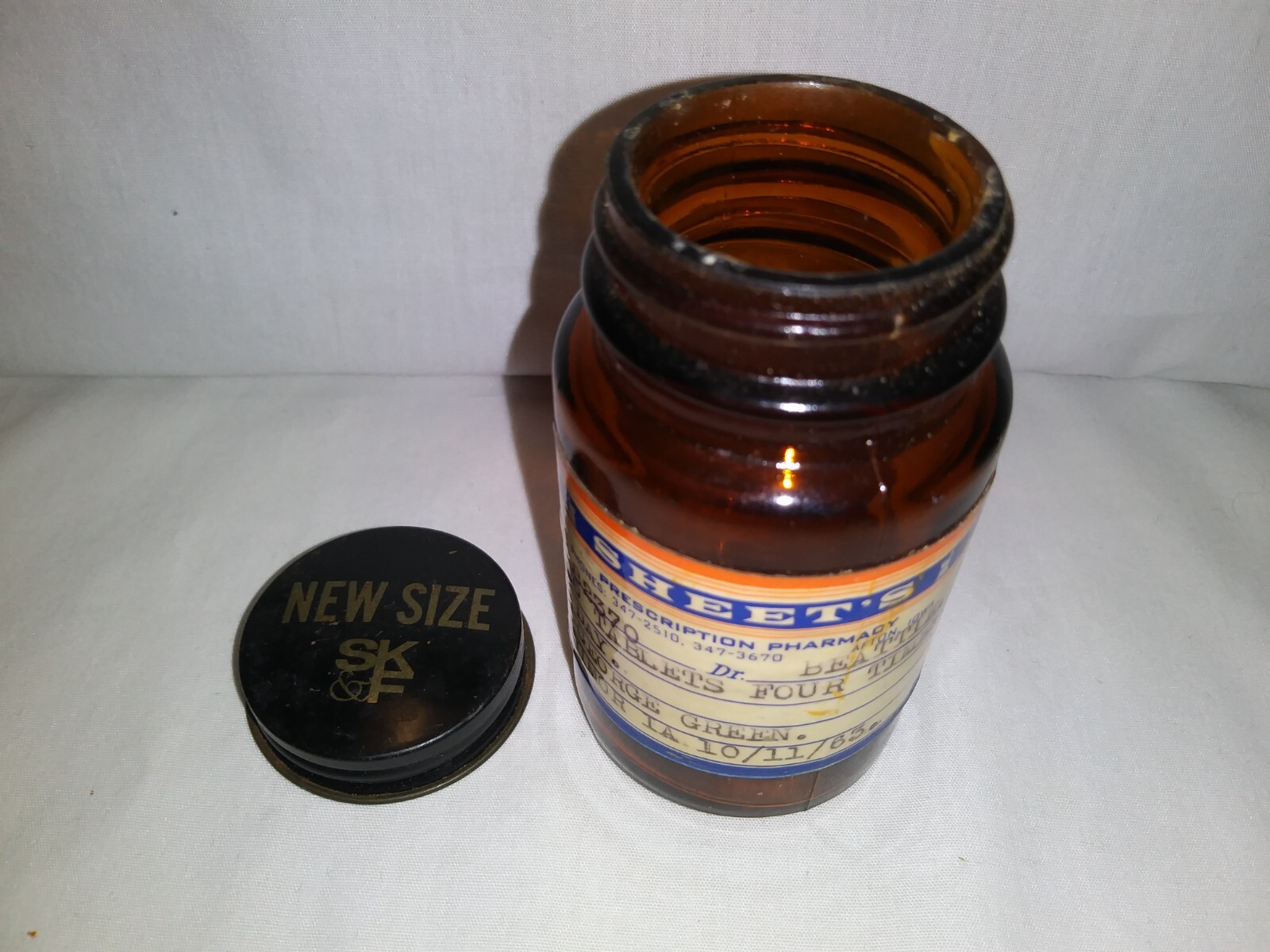 Vintage 1963 Brown Glass Bottle Sheets Pharmacy Afton IA