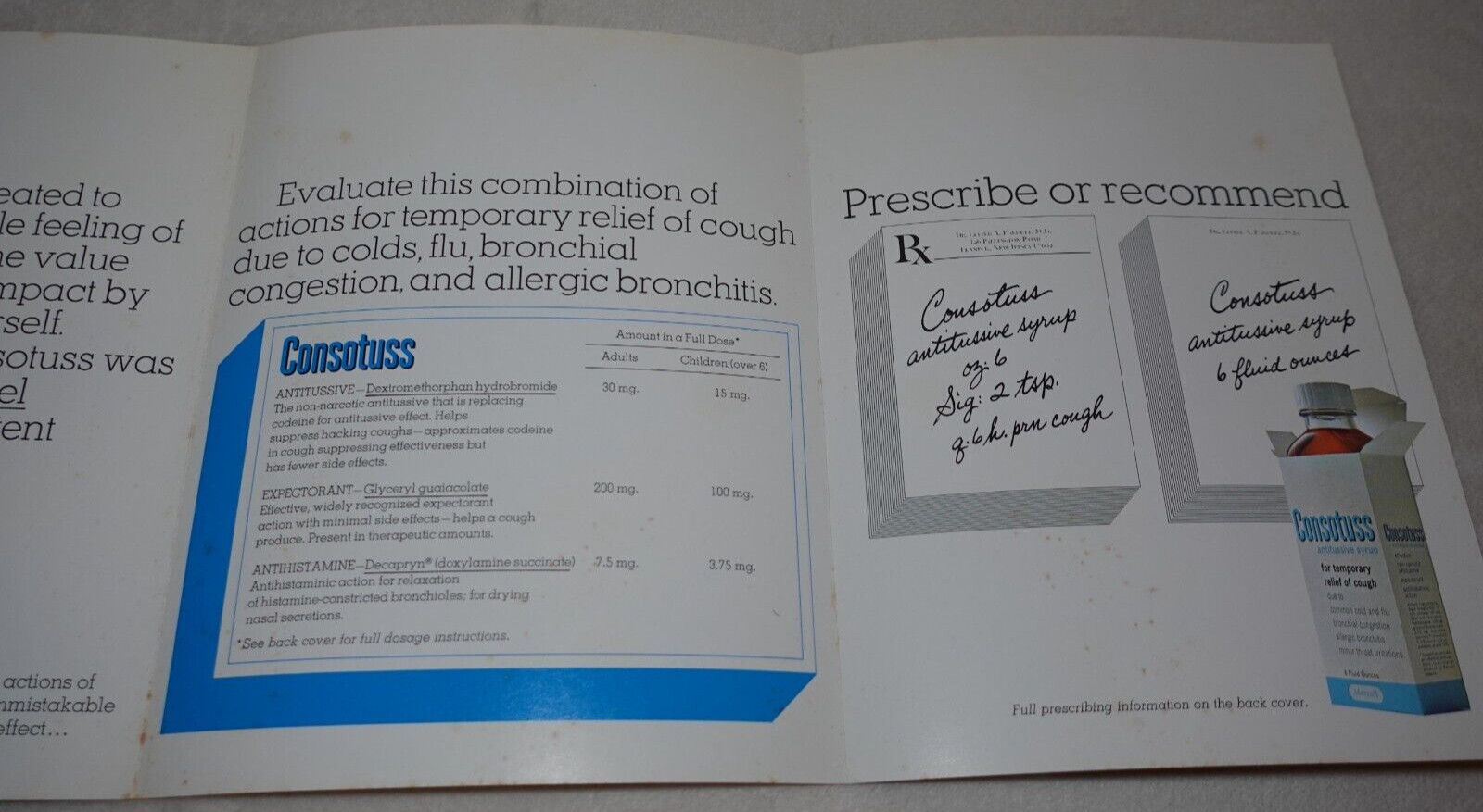 Consotuss Cough Syrup Medicine Merrell 1960s Original Advertisement