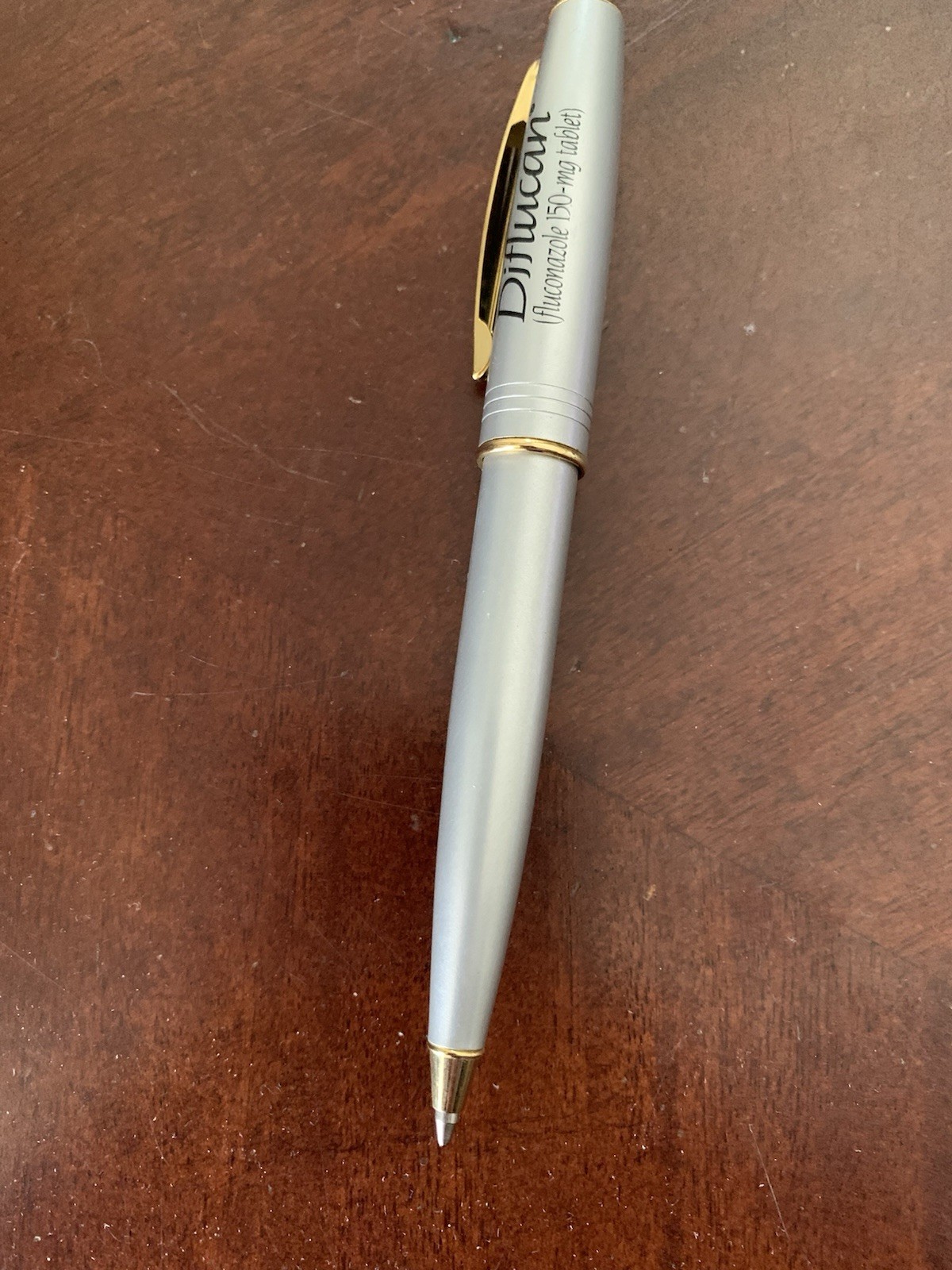Diflucan Drug Rep Pharmaceutical Promo Metal Pen Heavy Silver Design Works