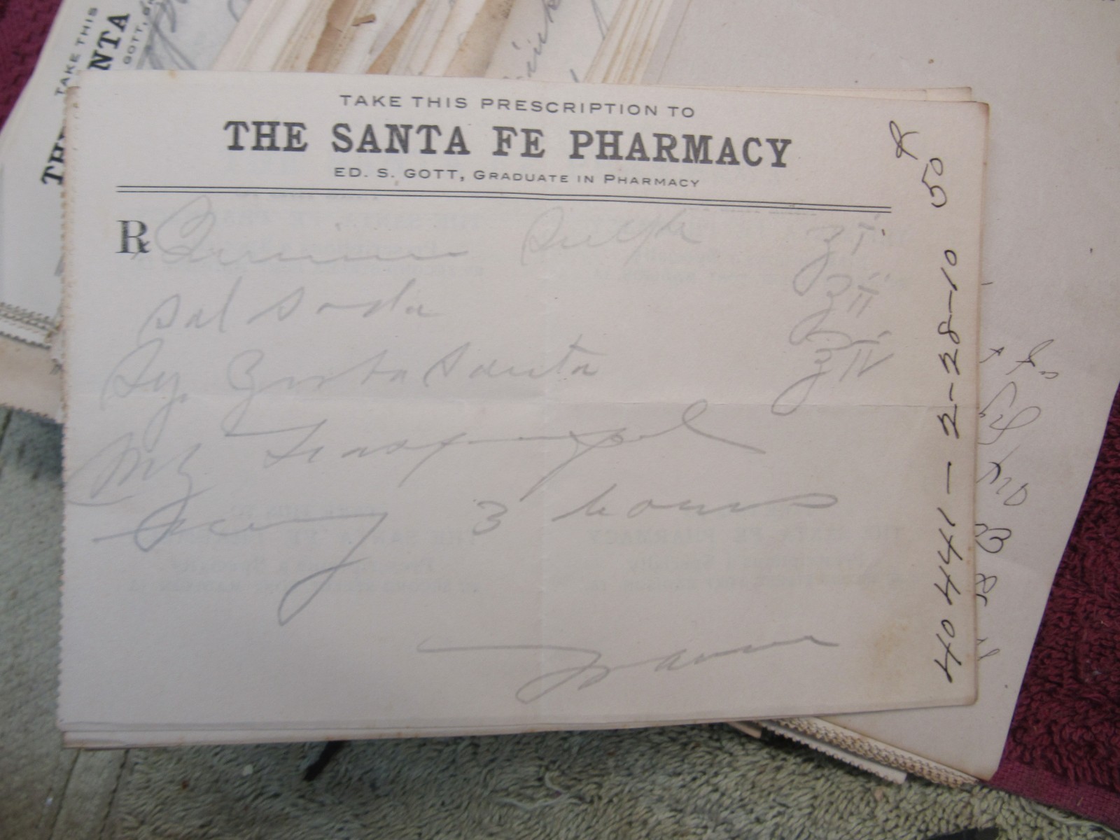 Lot Vintage Santa Fe Pharmacy RX Prescription Slips 1890’s-1910’s Ft. Madison IA
