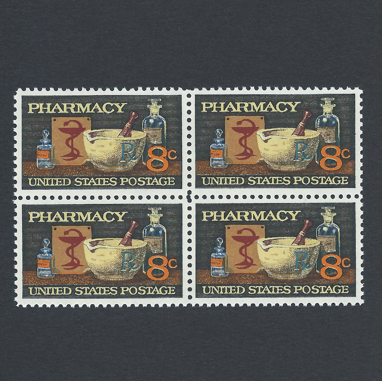 Pharmacy 120th Anniversary – Vintage Mint Set of 4 Stamps 52 Years Old!