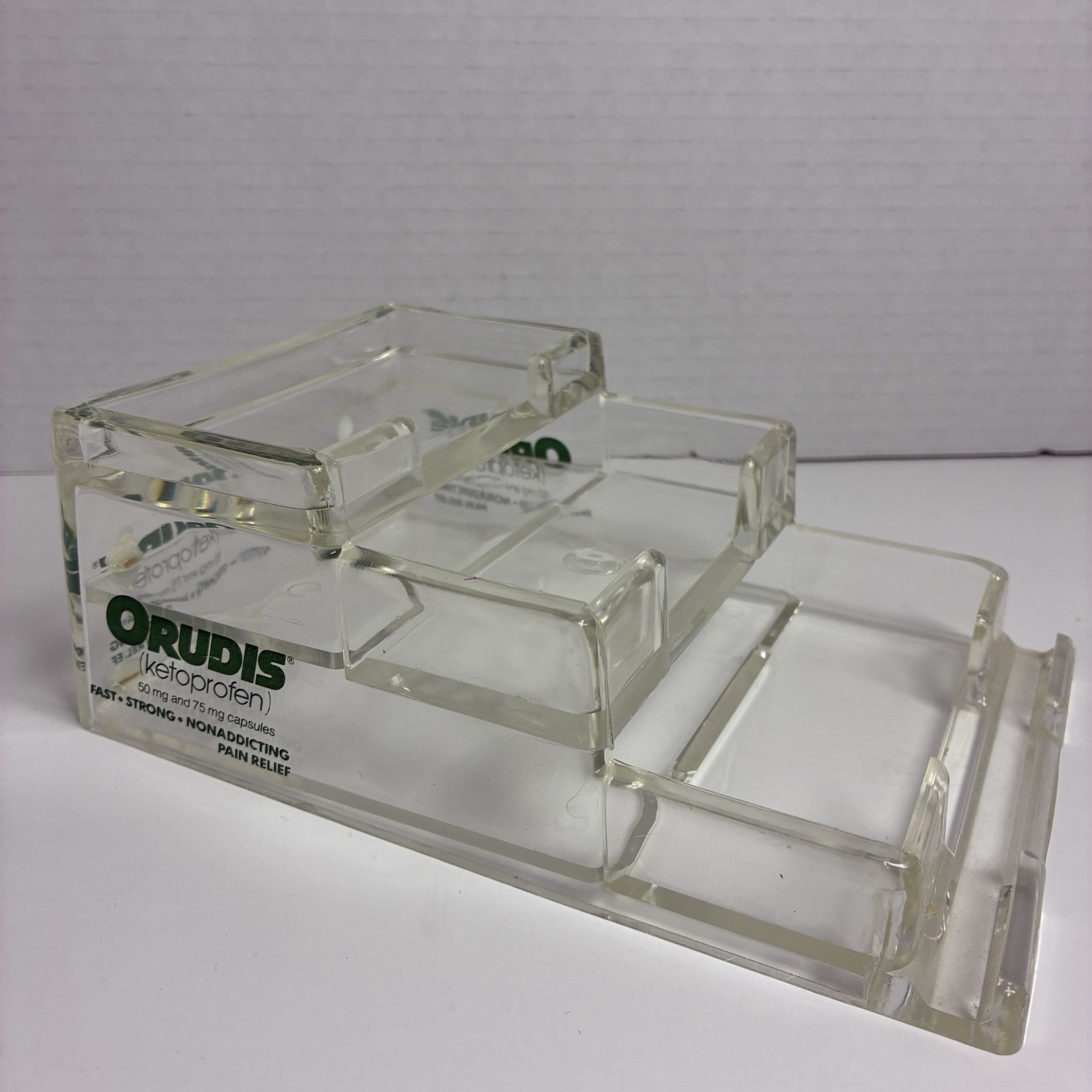 Pharmaceutical Promotional Clear Acrylic Desk Organizer-Orudis-7”3 Compartments
