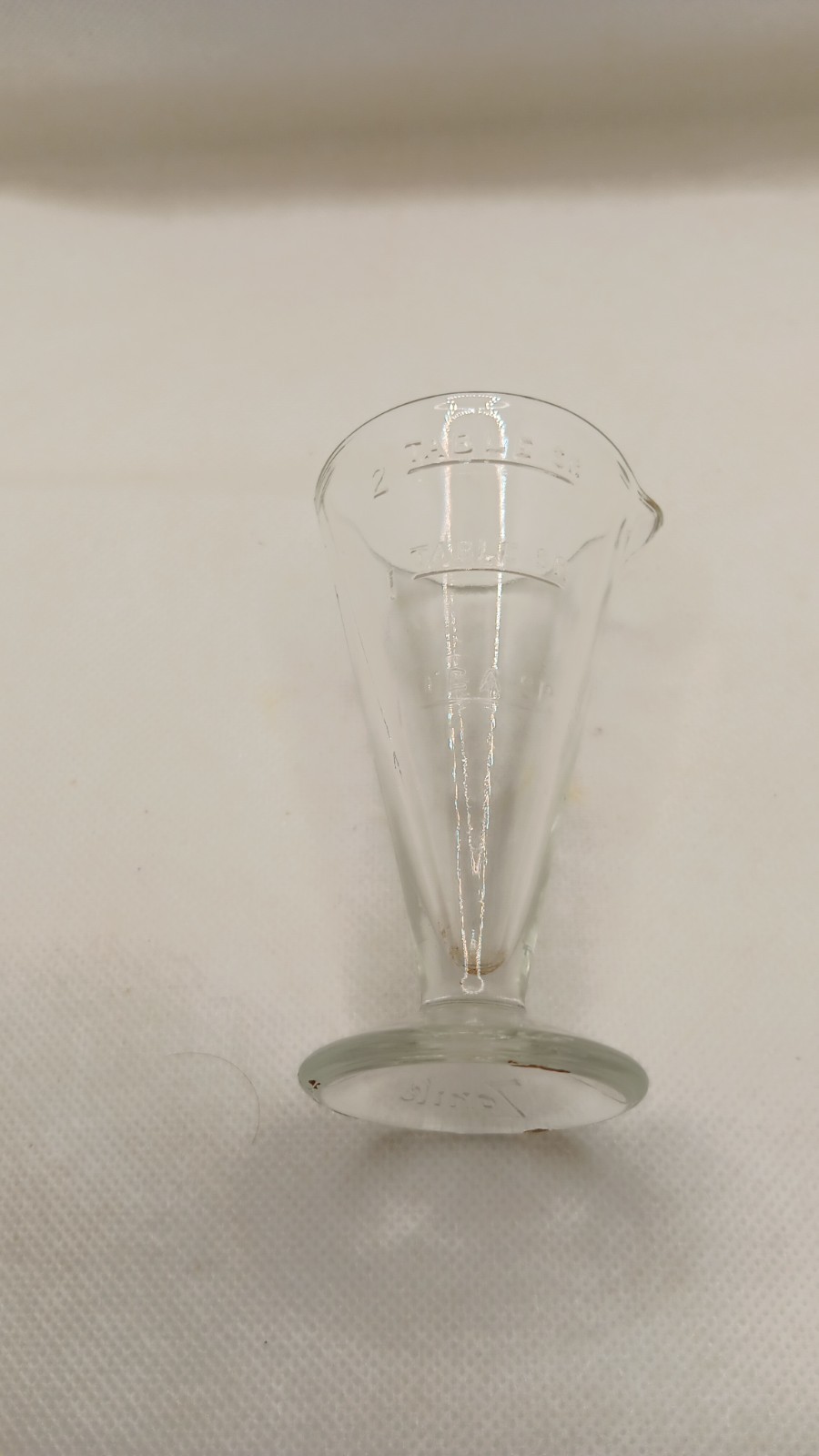 Zonite 2 table sp,1 table sp, 1 tea sp Glass Apothecary Measuring Cup with Spout