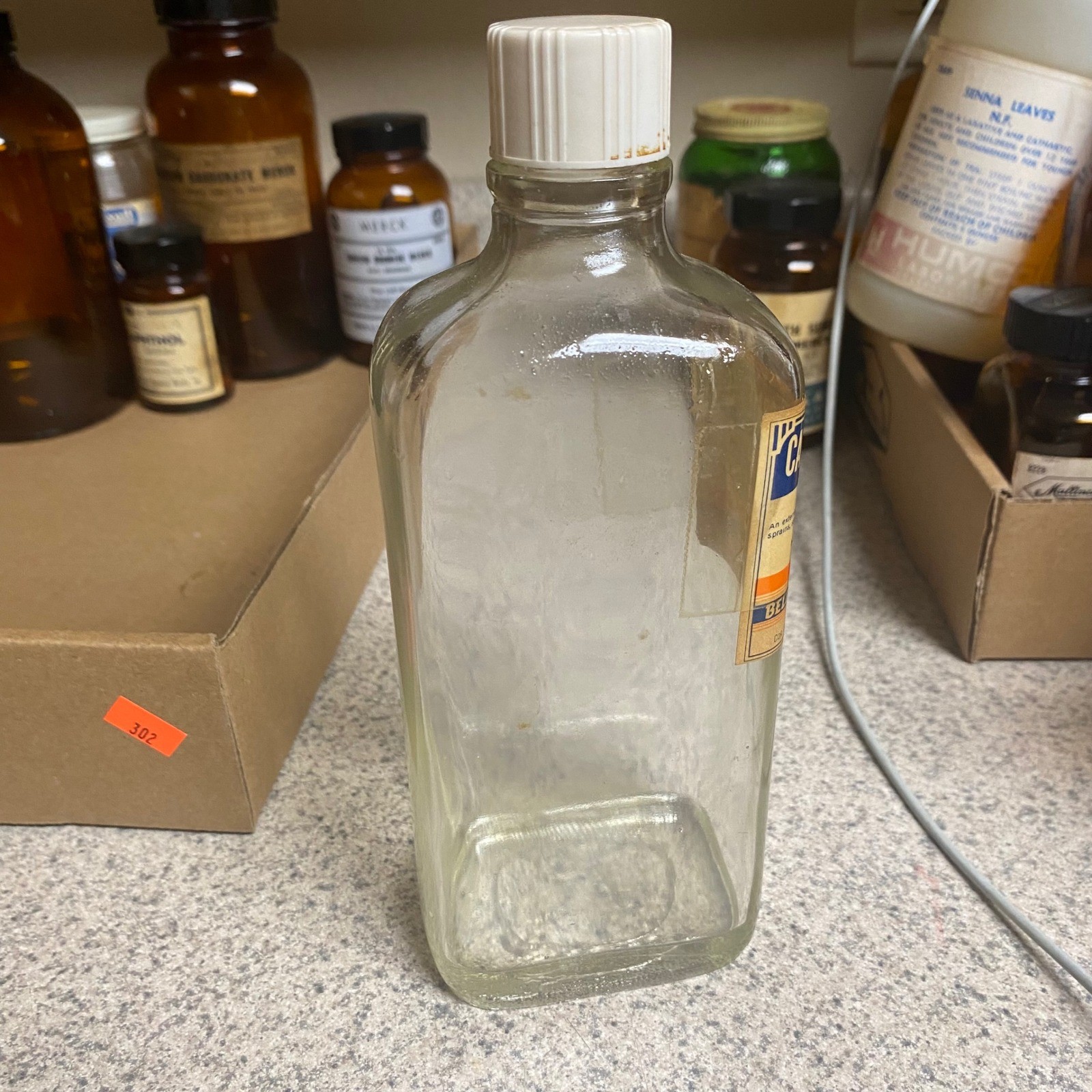 Vintage Rexall Camphorated Oil Glass Apothecary Bottle Belleau Drug Green Bay WI