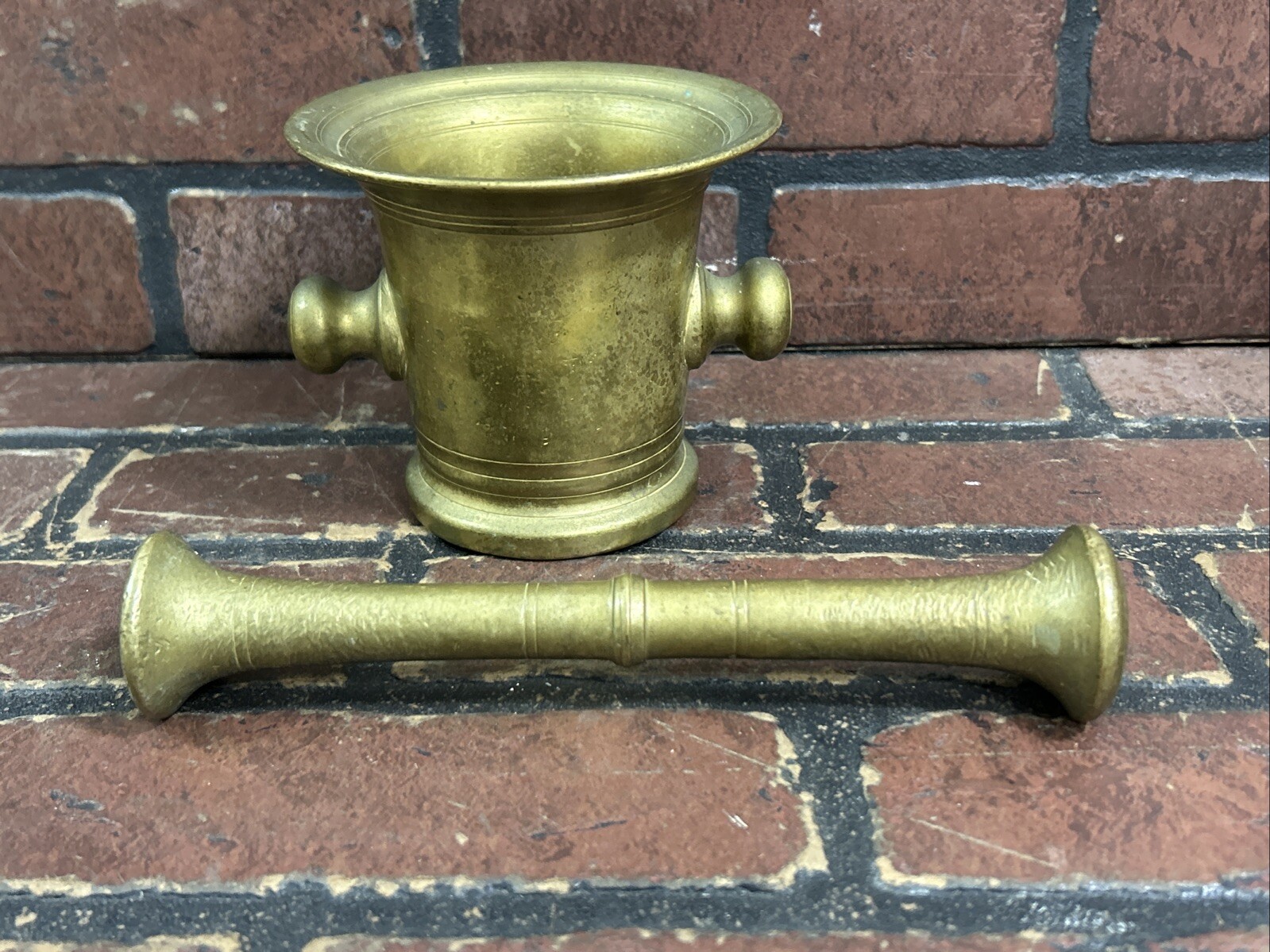 Antique Brass Mortar and Pestle