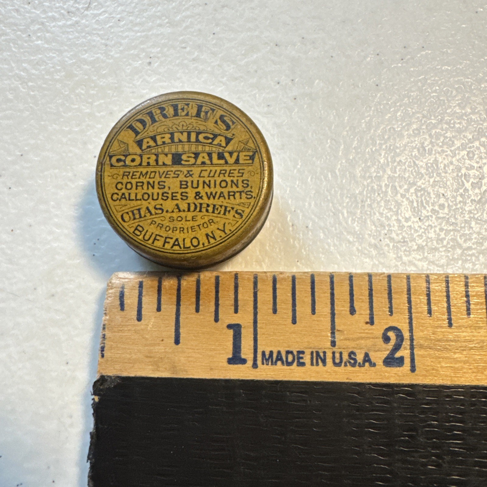 Vintage Drefs Arnica Corn Salve Chas. A. Drefs Buffalo, NY Small Medicine Tin