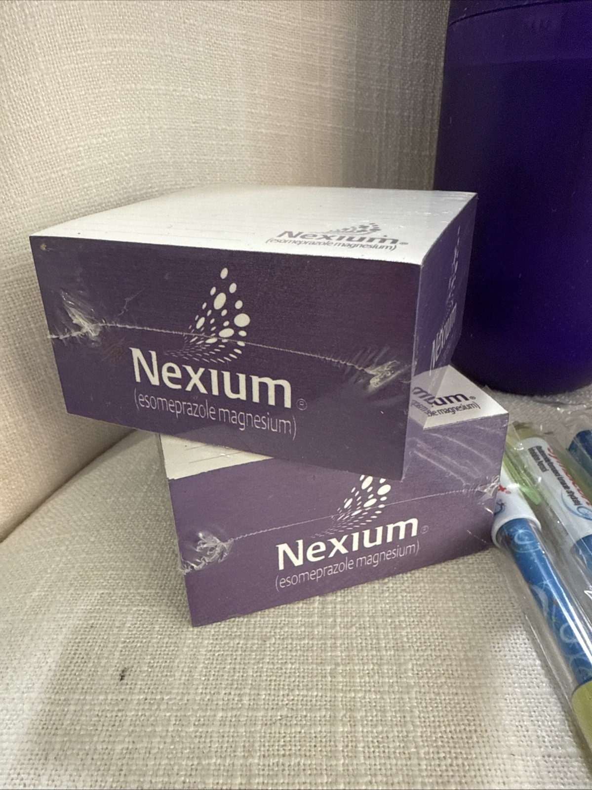 NEXIUM AstraZeneca Pharmaceutical Promo THERMOS, Post-It Note Pads, Pens Bundle