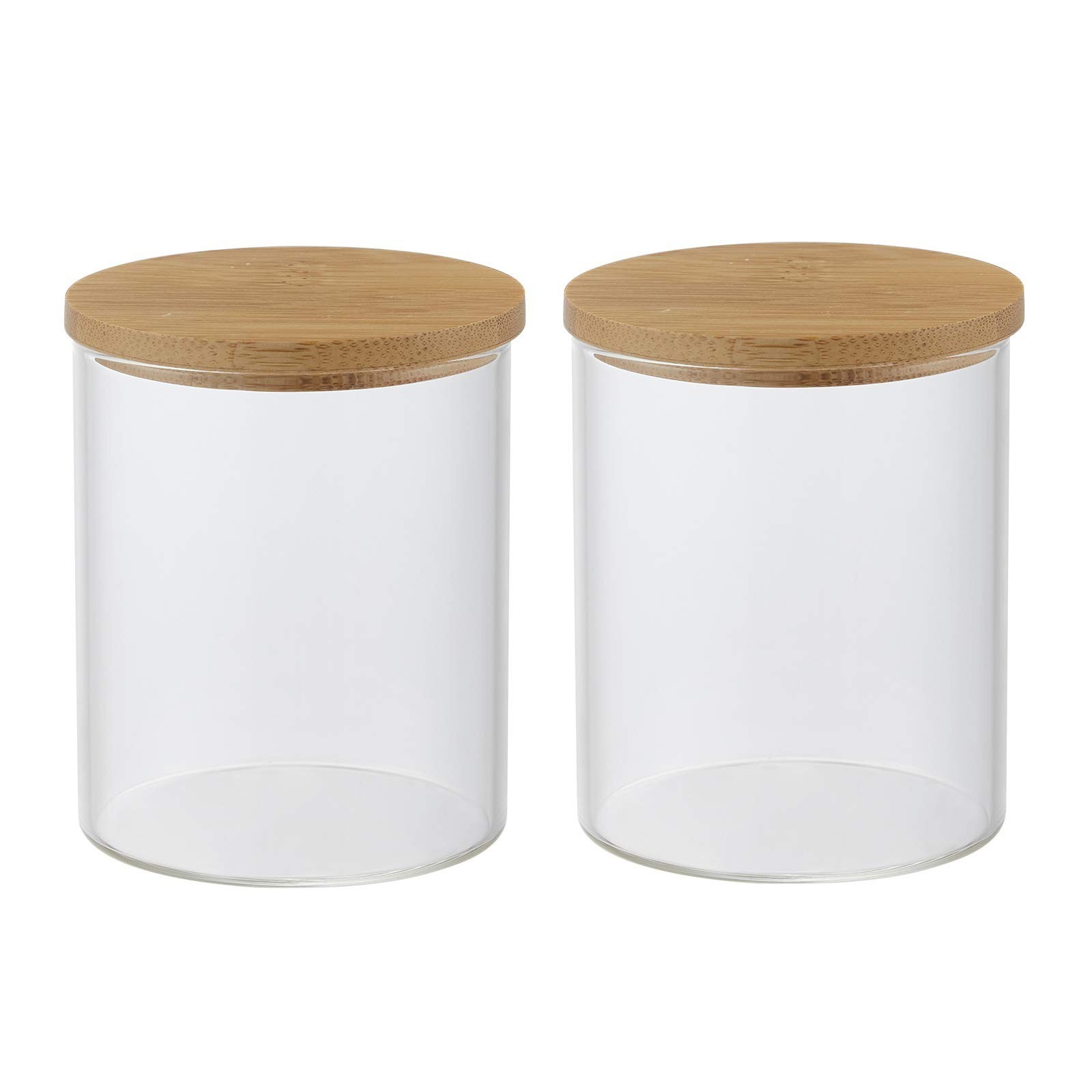 INIUNIK Glass Qtip Holder with Vanity Tray, Apothecary Jars Bathroom Accessor…