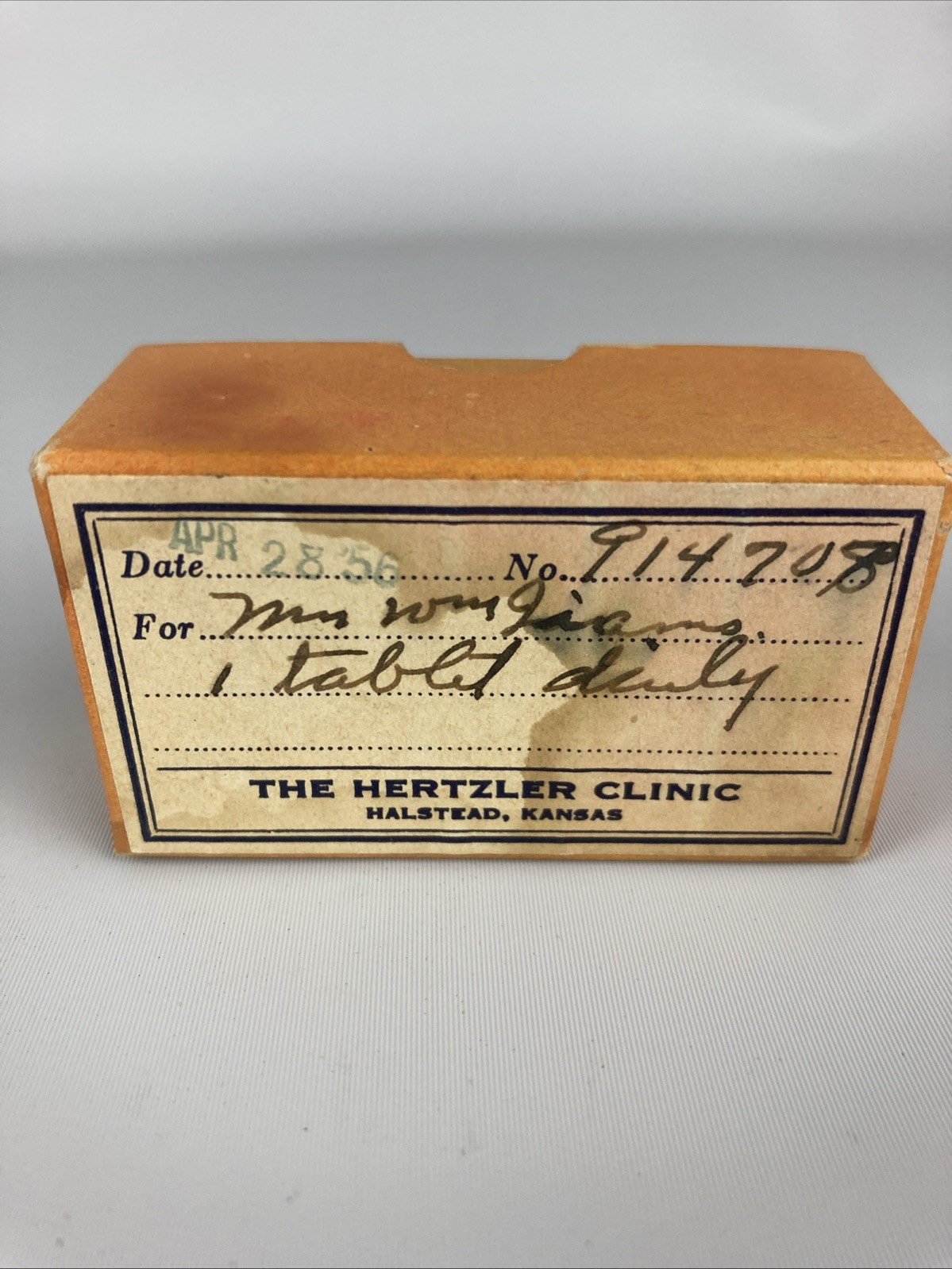 2 x Vintage Hertzler Clinic Prescription Pill Box Cardboard Paper Rx Pharmacy