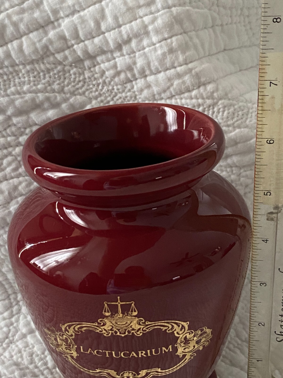 Apothecary Jar, Eli Lily “Lactucarium”(Wild Lettuce) Pharmaceutical Burgundy Red