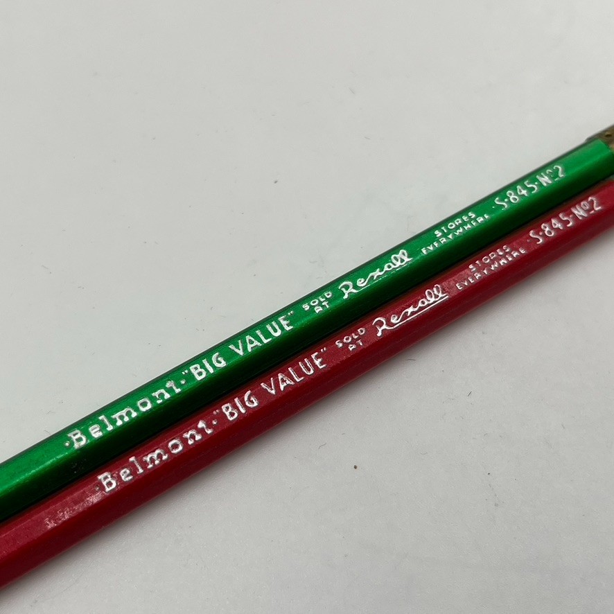 Vintage BELMONT Rexall Big Value Pencils Red Green s-845 no 2
