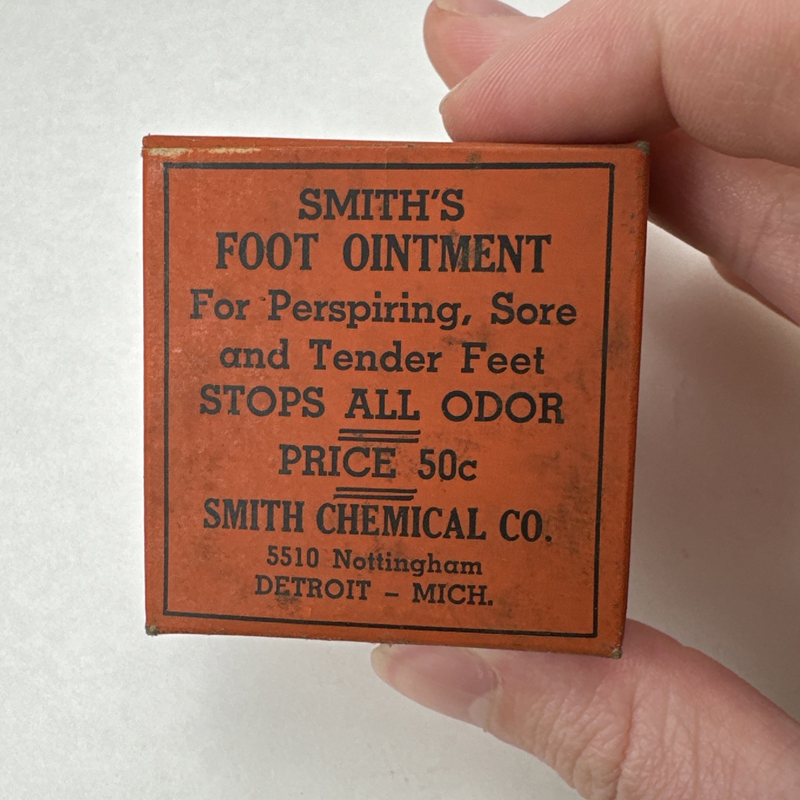 Vintage Smith’s Foot Ointment Detroit Michigan Empty Box Smith Chemical Co