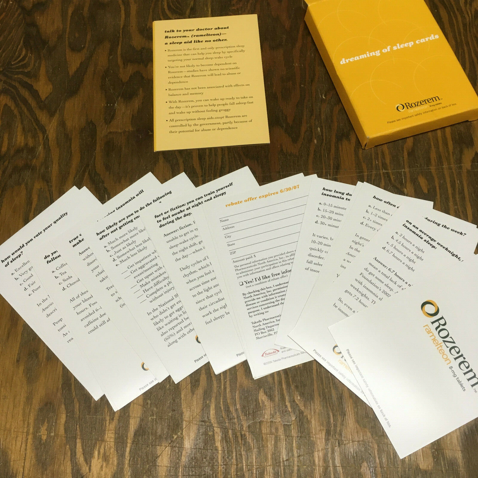 Pharmaceutical promo item Rozerem dream of sleep cards dream cards