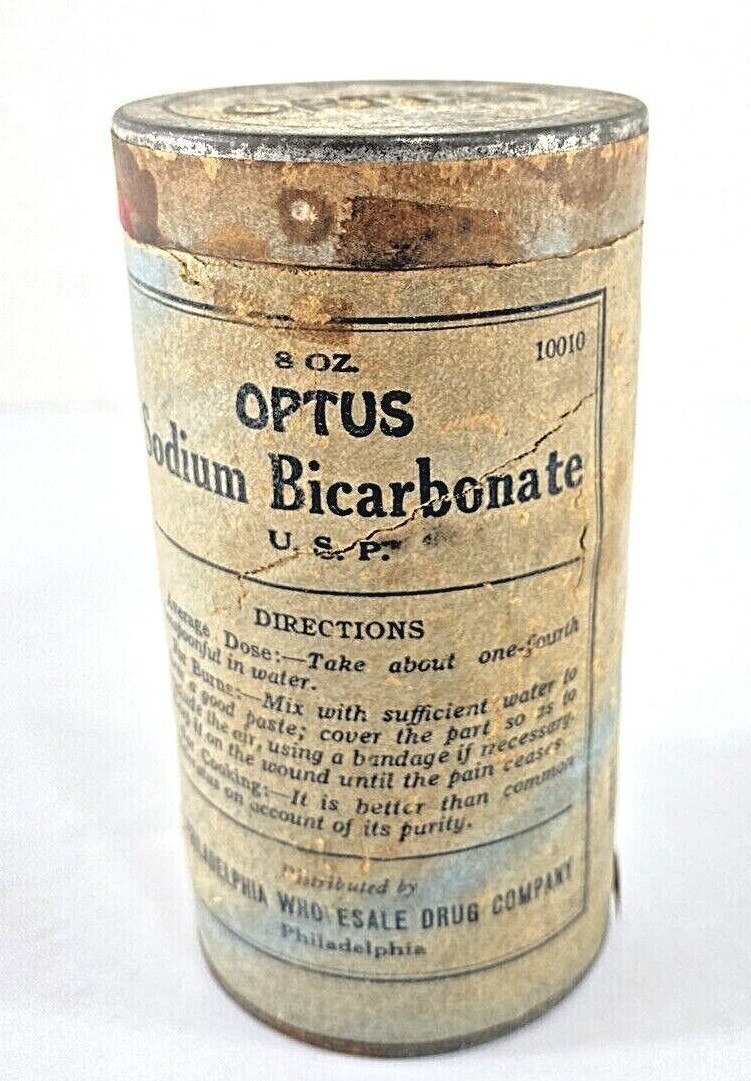 Optus Sodium Bicarbonate Vintage Tin & Cardboard Can Container Philadelphia