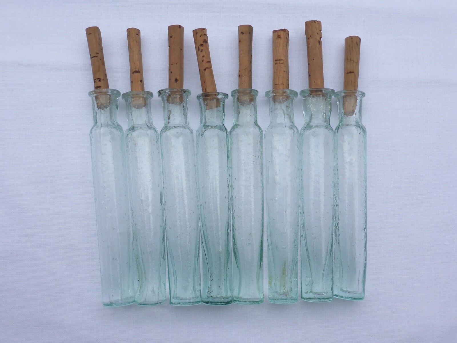 2 X Old Small Medicine Glass Pharmacy Bottle Green Long Approx. 10.0 Cm