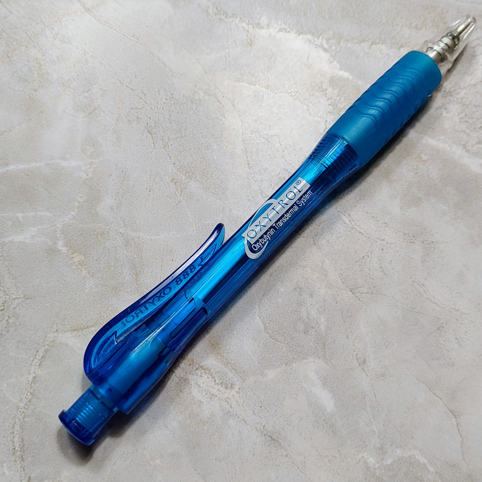 HTF Oxytrol Transdermal Pharmaceutical Drug Rep Promo Pen Blue Advertising