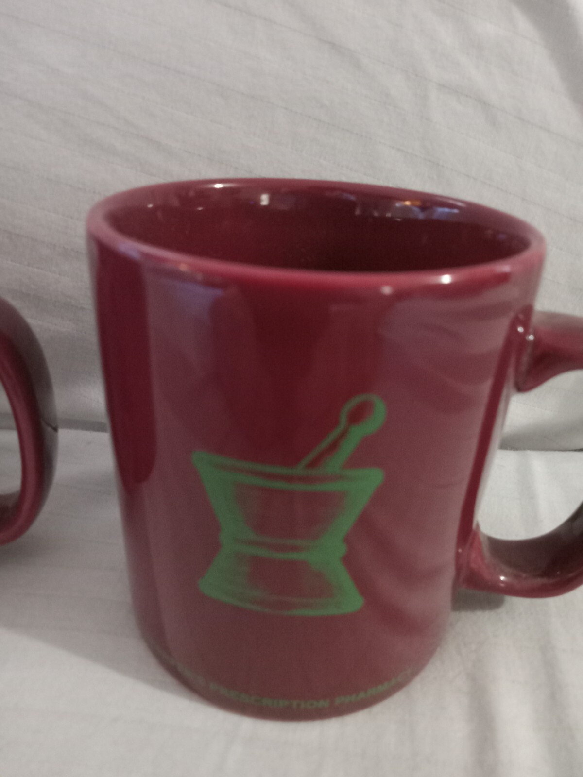 Rare pharmacy Kiln Craft Staffordshire England Maroon Red Mugs Set 2 12.Oz Mug