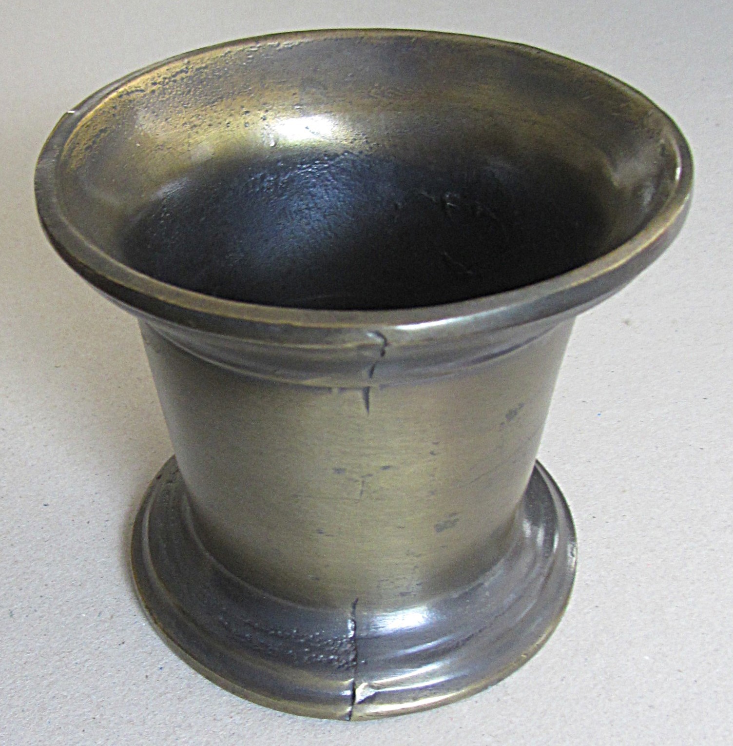 VINTAGE APOTHECARY BRASS PLATED MORTAR & PESTLE~3 7/8″ TALL~4.5″ TOP~4″ BASE