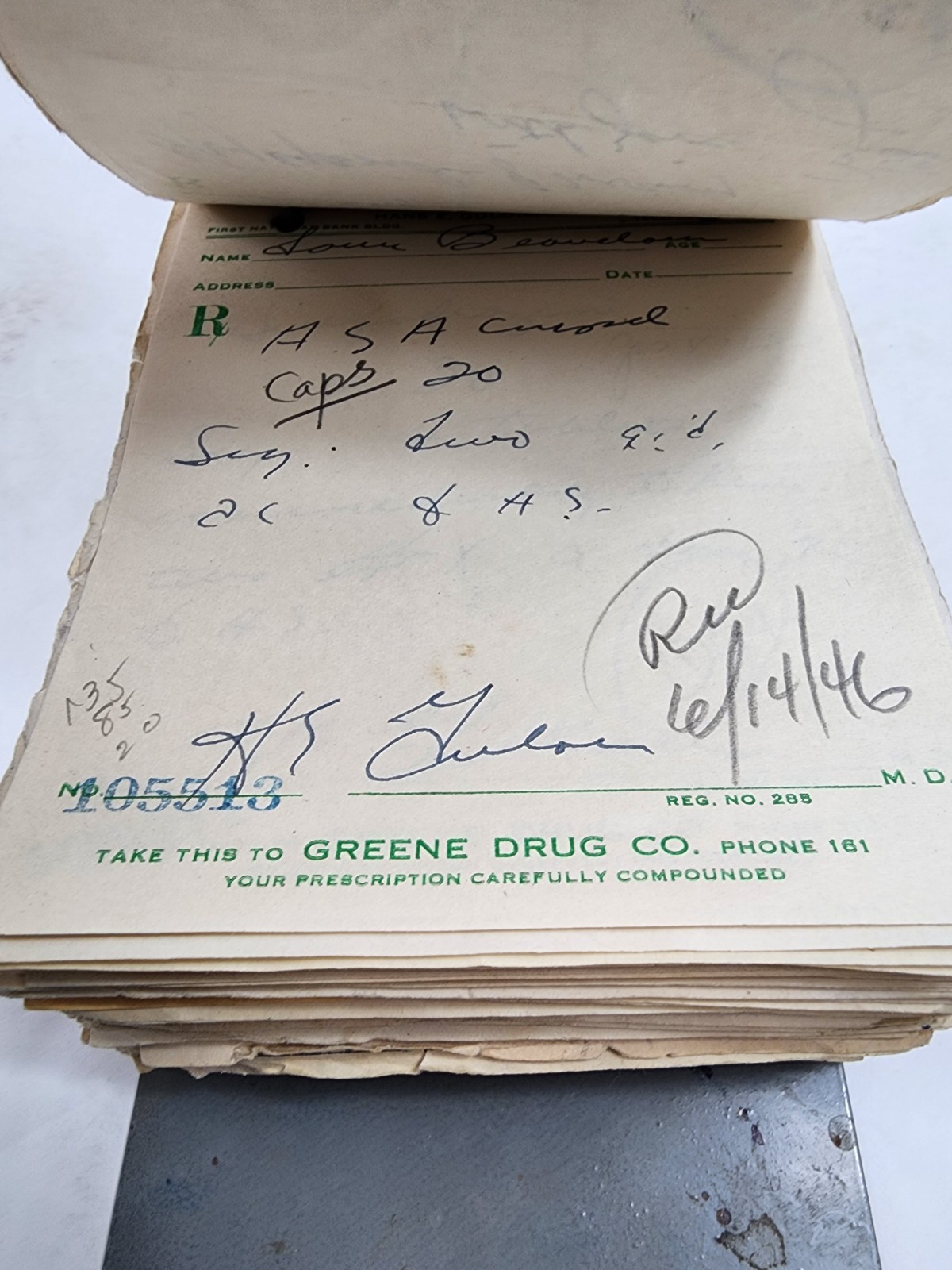 Prescription Atlas Rx Pad Paper Apothecary Druggist Pharmacy Medicine 1946