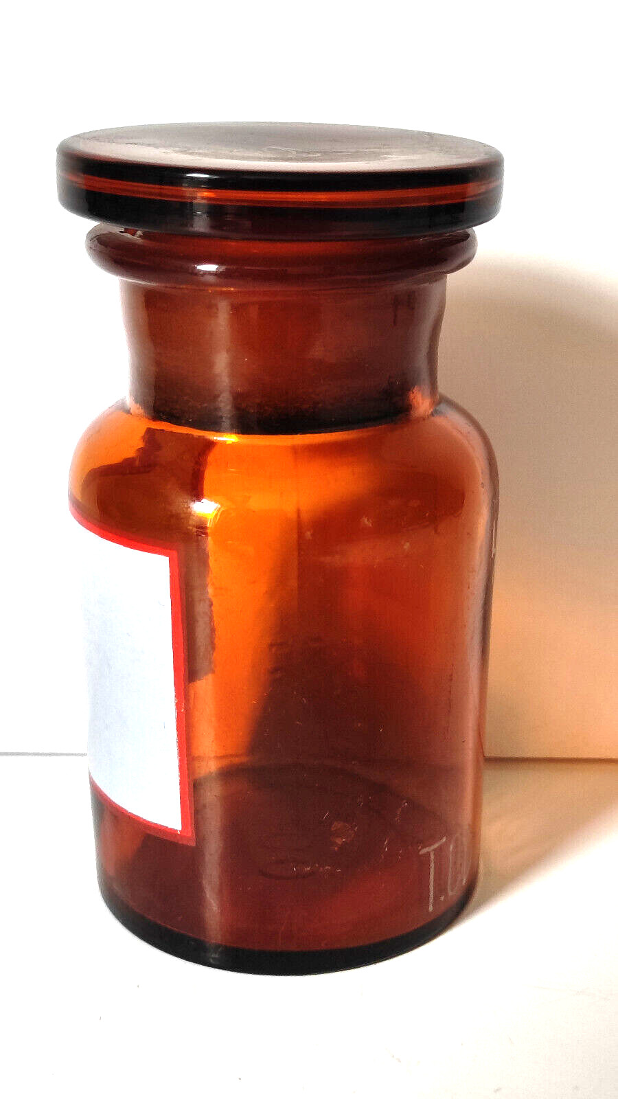 BLANK LABLE, Vintage Glass Apothecary Pharmacy Brown Jar, 100 ml, Cap