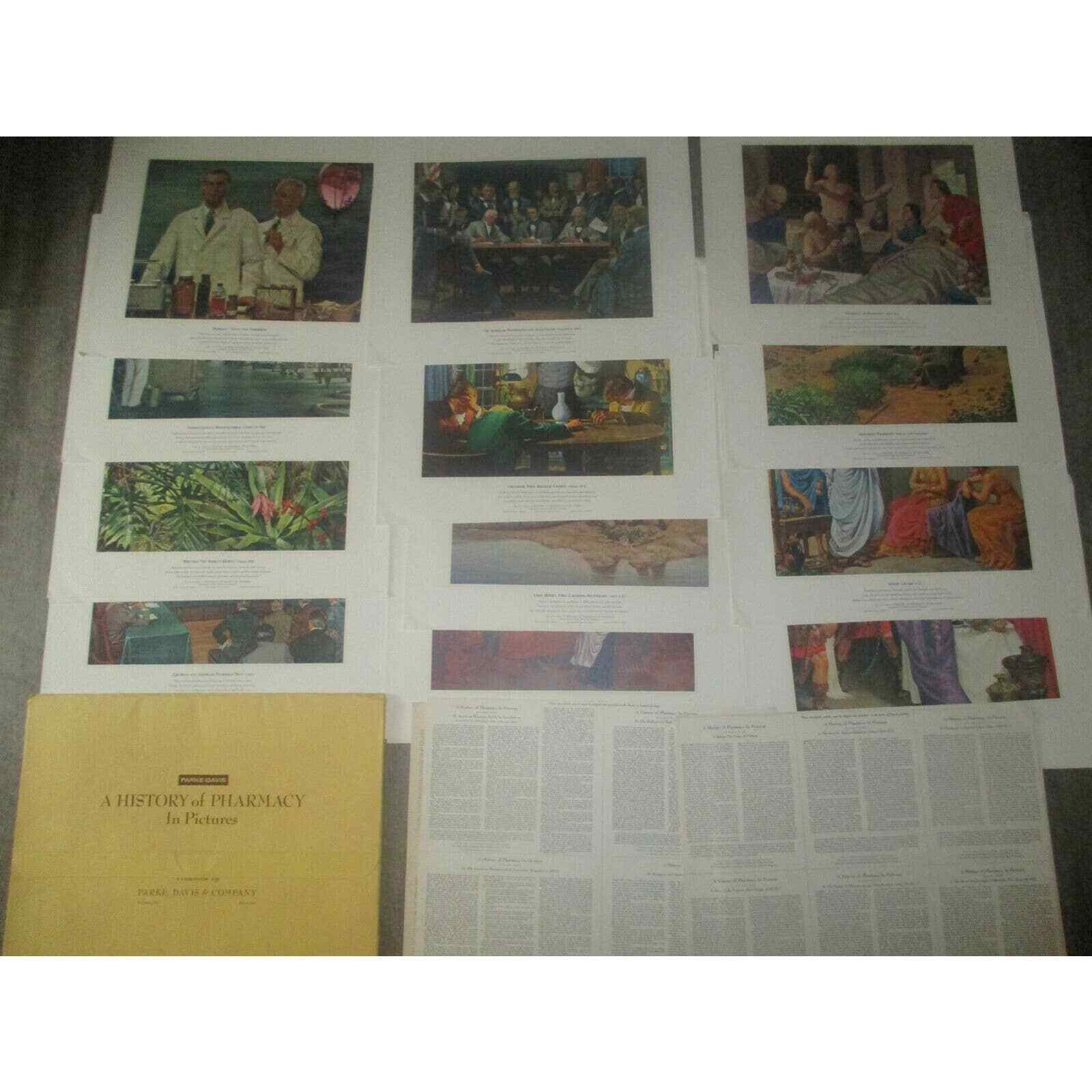 Vintage A HISTORY OF PHARMACY IN PICTURES by Parke Davis Set of 40 Prints 1957