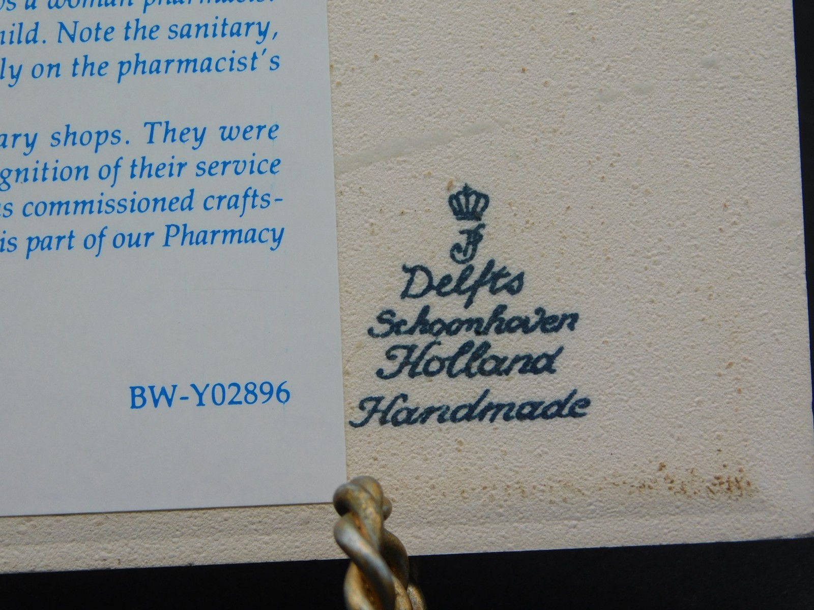 Delft Porcelain Pharmacy Pill Tile Burroughs Wellcome Scholarship Apothecary