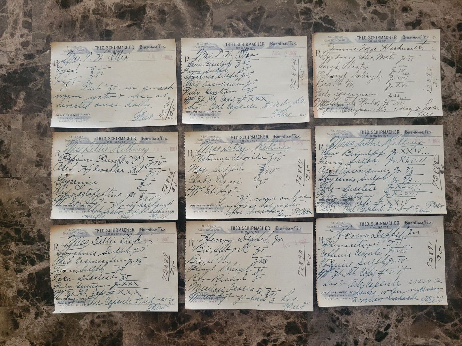 99 serially numbered antique prescriptions (1907) – OPIUM, PAPINE & CODEINE